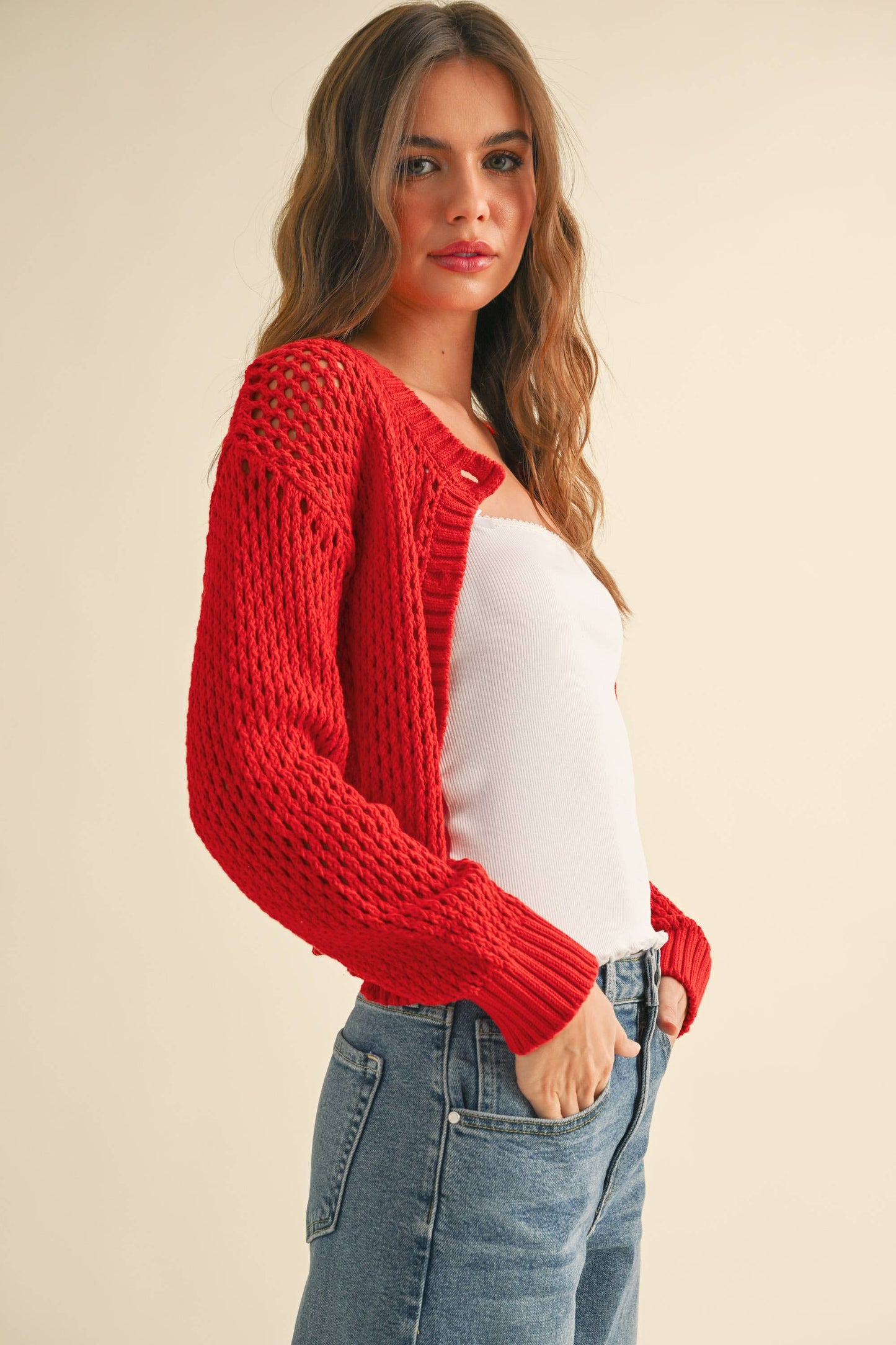DREA CROCHET KNITTED BUTTONDOWN CARDIGAN