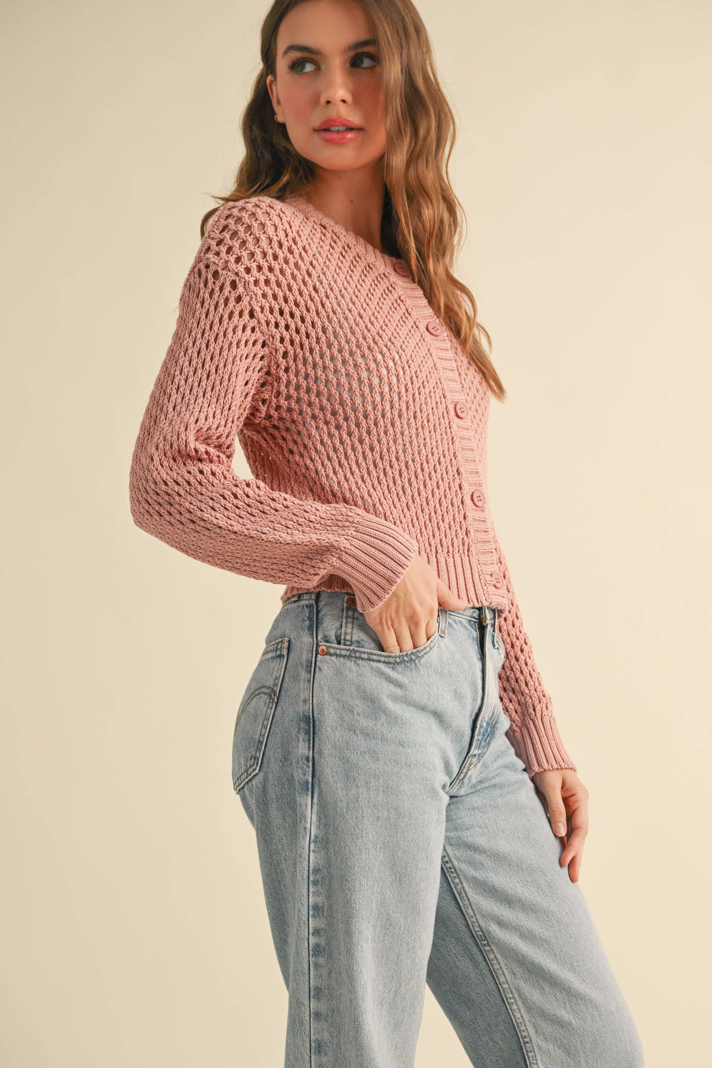 DREA CROCHET KNITTED BUTTONDOWN CARDIGAN
