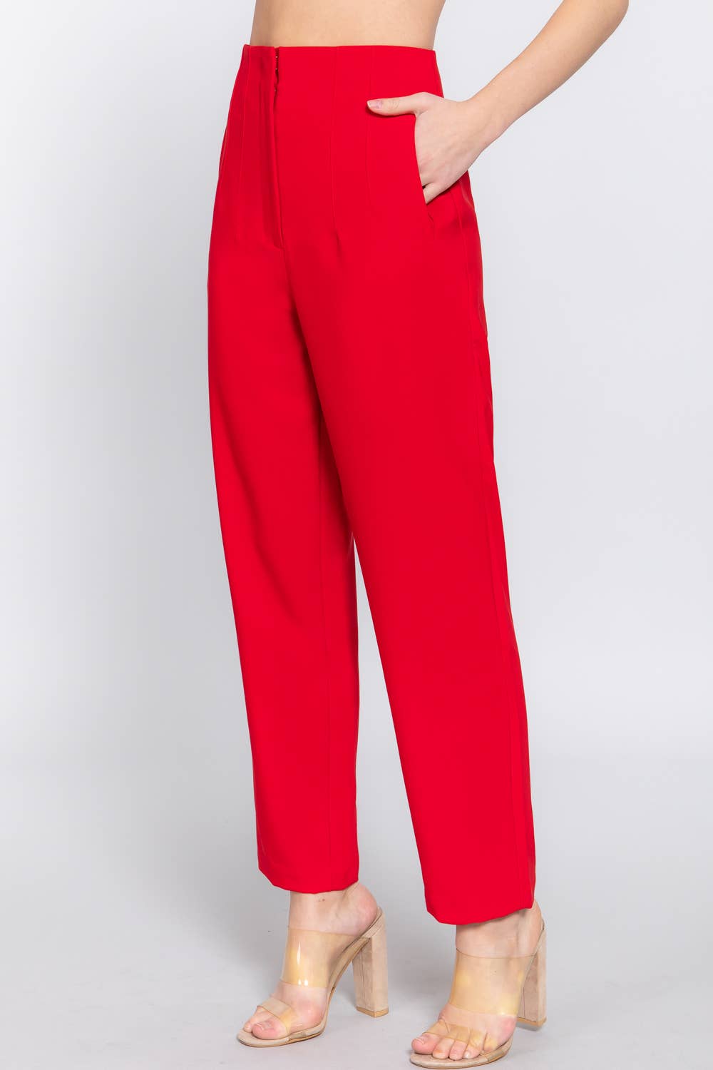 Bold Statement High-Waisted Red Trousers- Dress Pants S / RED-red Bold Statement High-Waisted Red Trousers- Dress Pants S / RED-red
