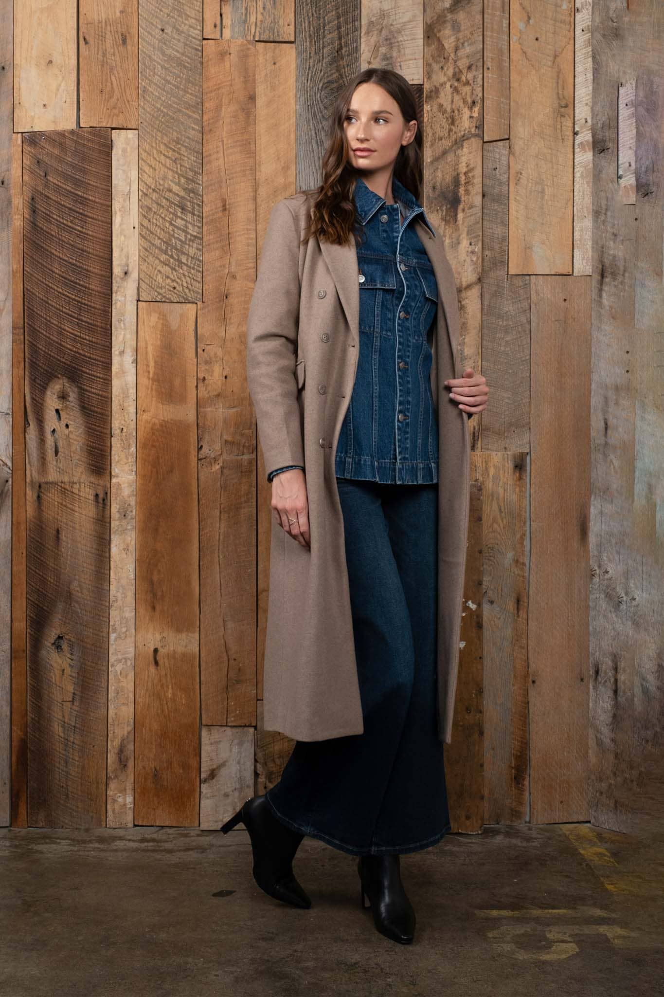 DOUBLE BREASTED LONGLINE NOTCHED COAT The Workshop Studio