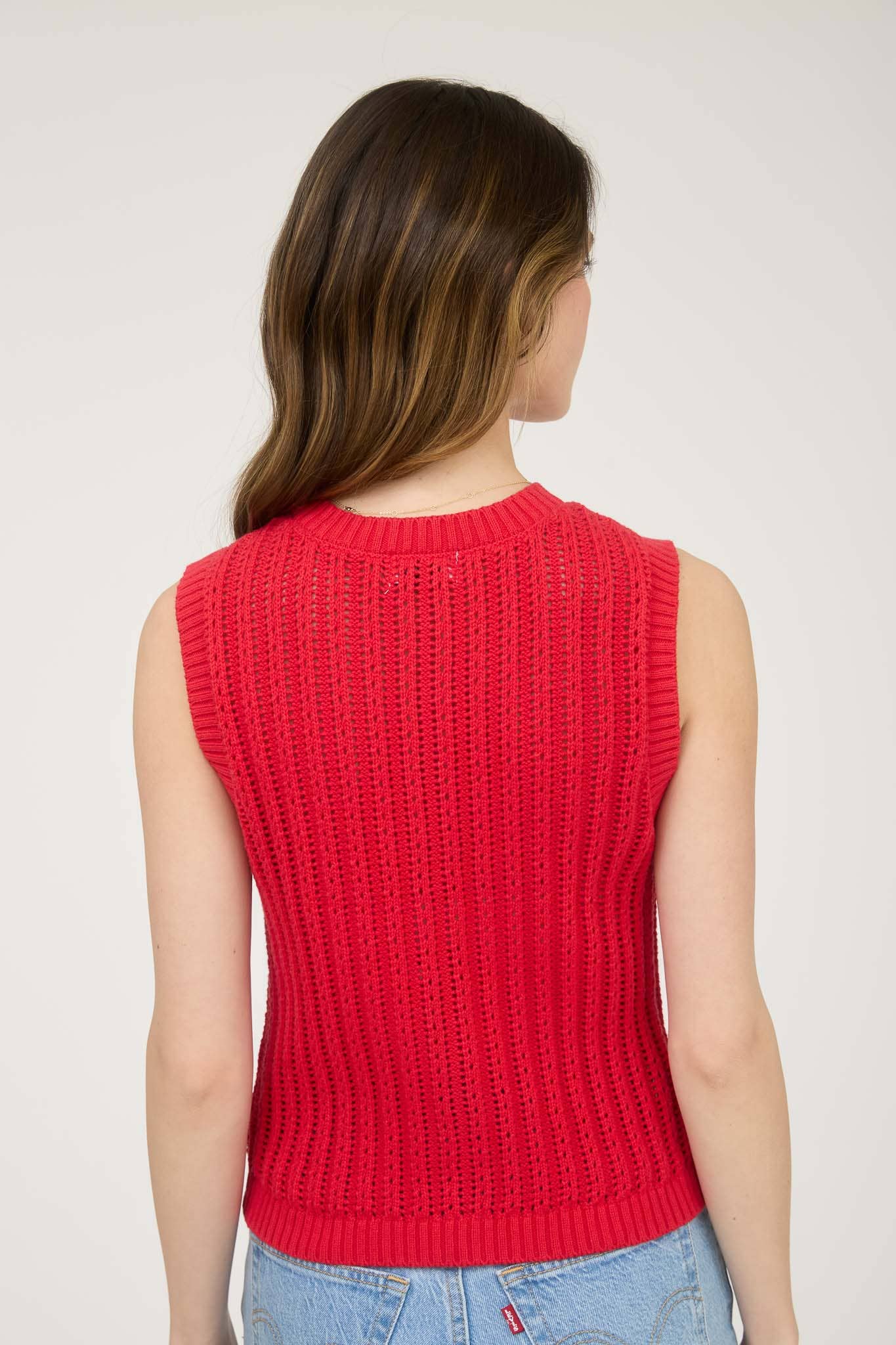 KNIT BOTTON DOWN VEST TOP