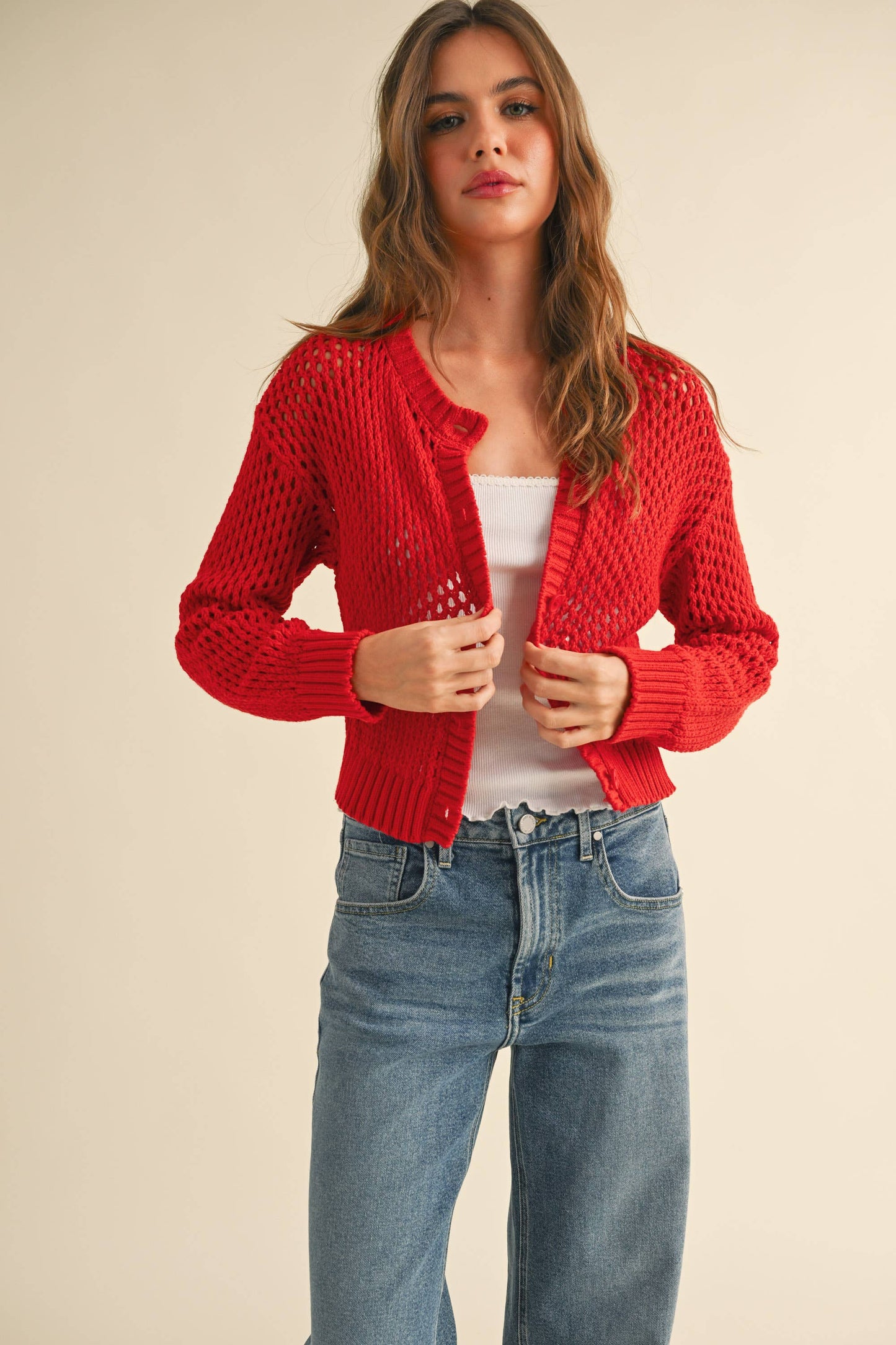 DREA CROCHET KNITTED BUTTONDOWN CARDIGAN