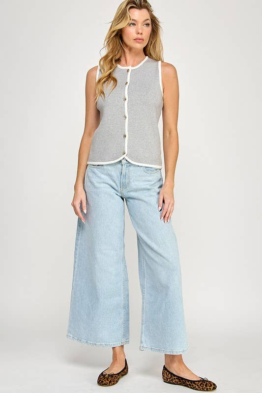 Karina Button Down Soft Sweater Vest Miss Love