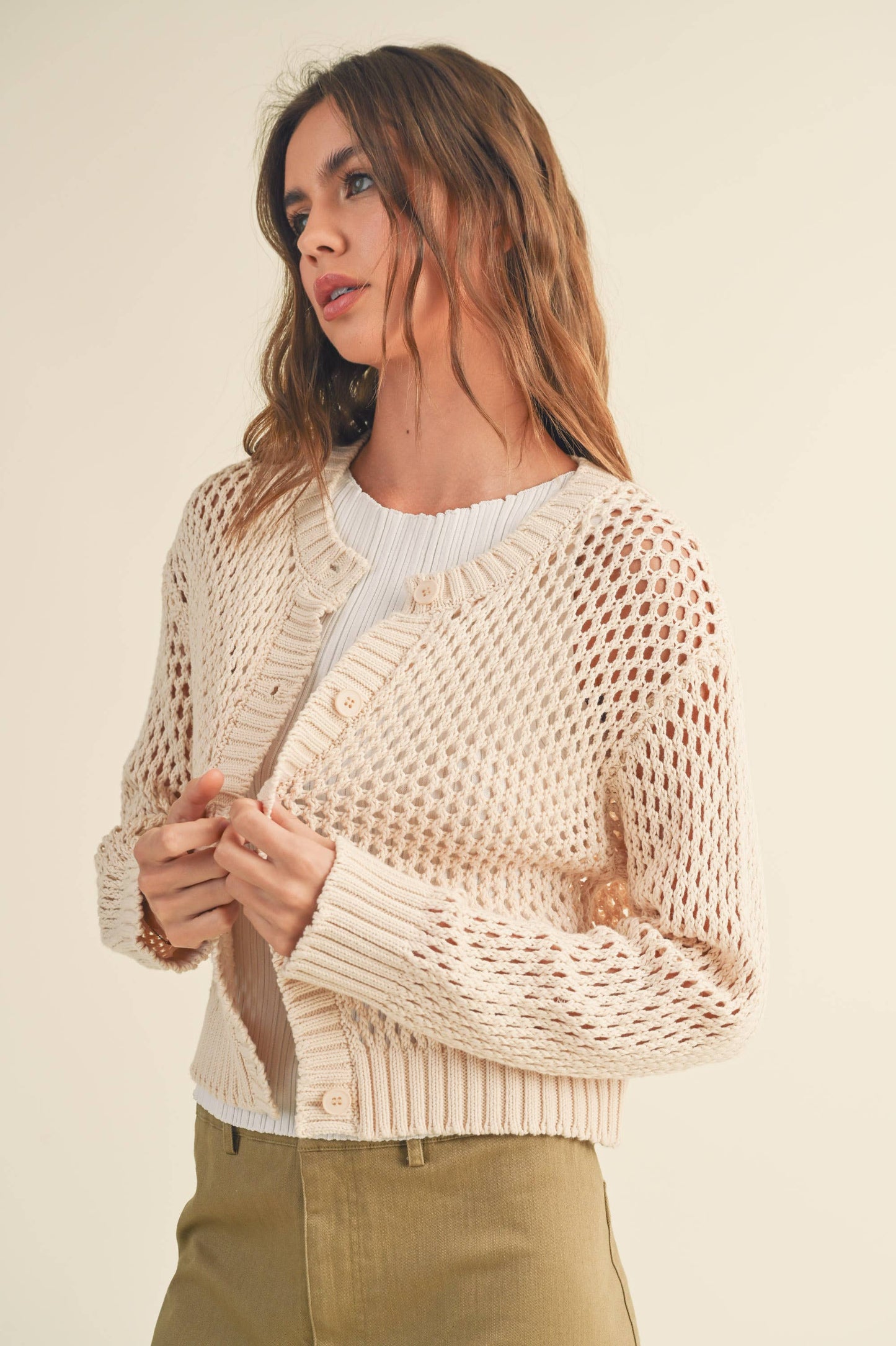 DREA CROCHET KNITTED BUTTONDOWN CARDIGAN