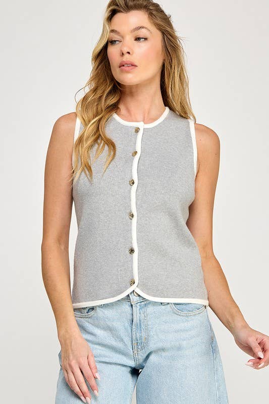 Karina Button Down Soft Sweater Vest