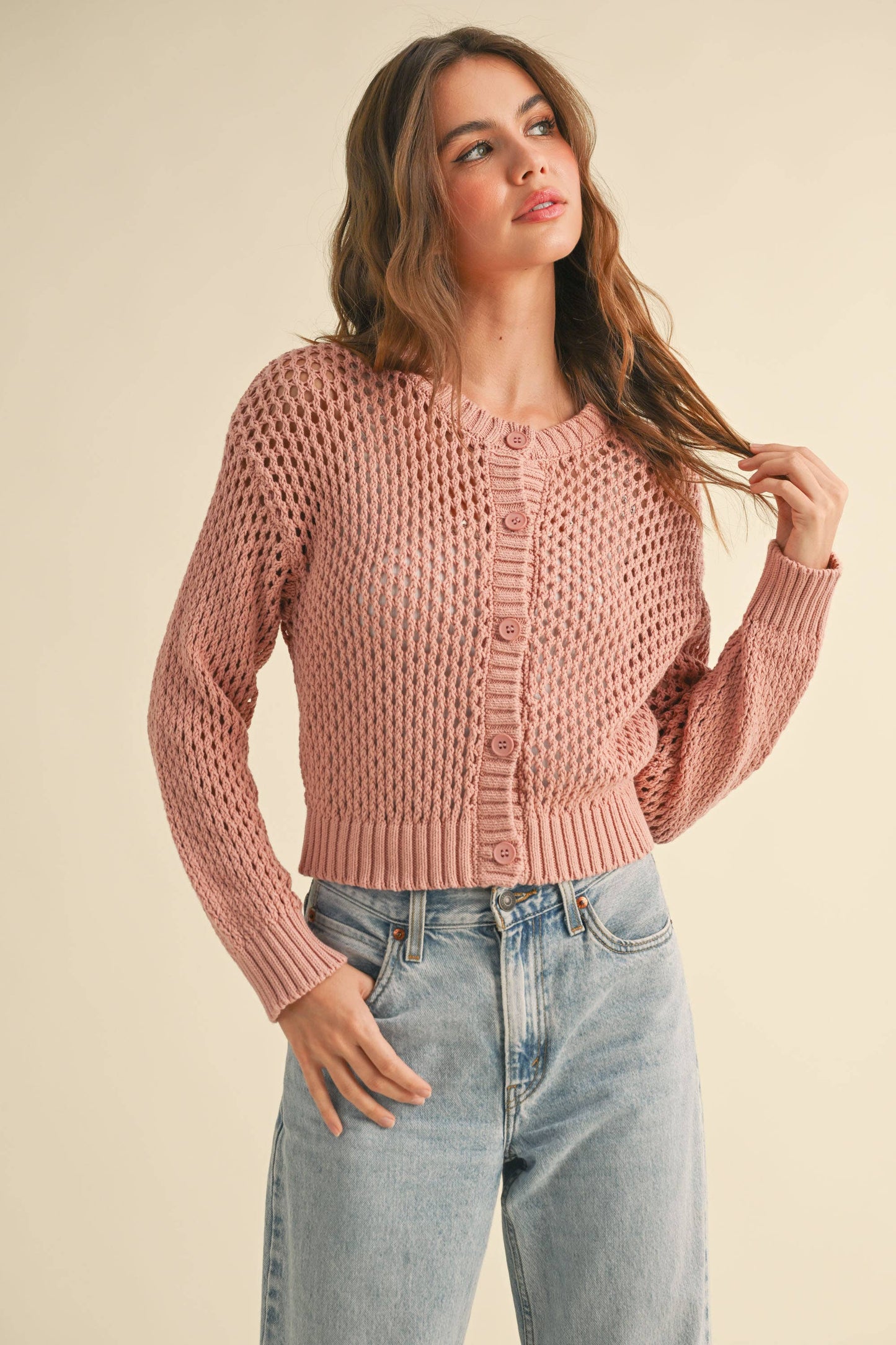 DREA CROCHET KNITTED BUTTONDOWN CARDIGAN