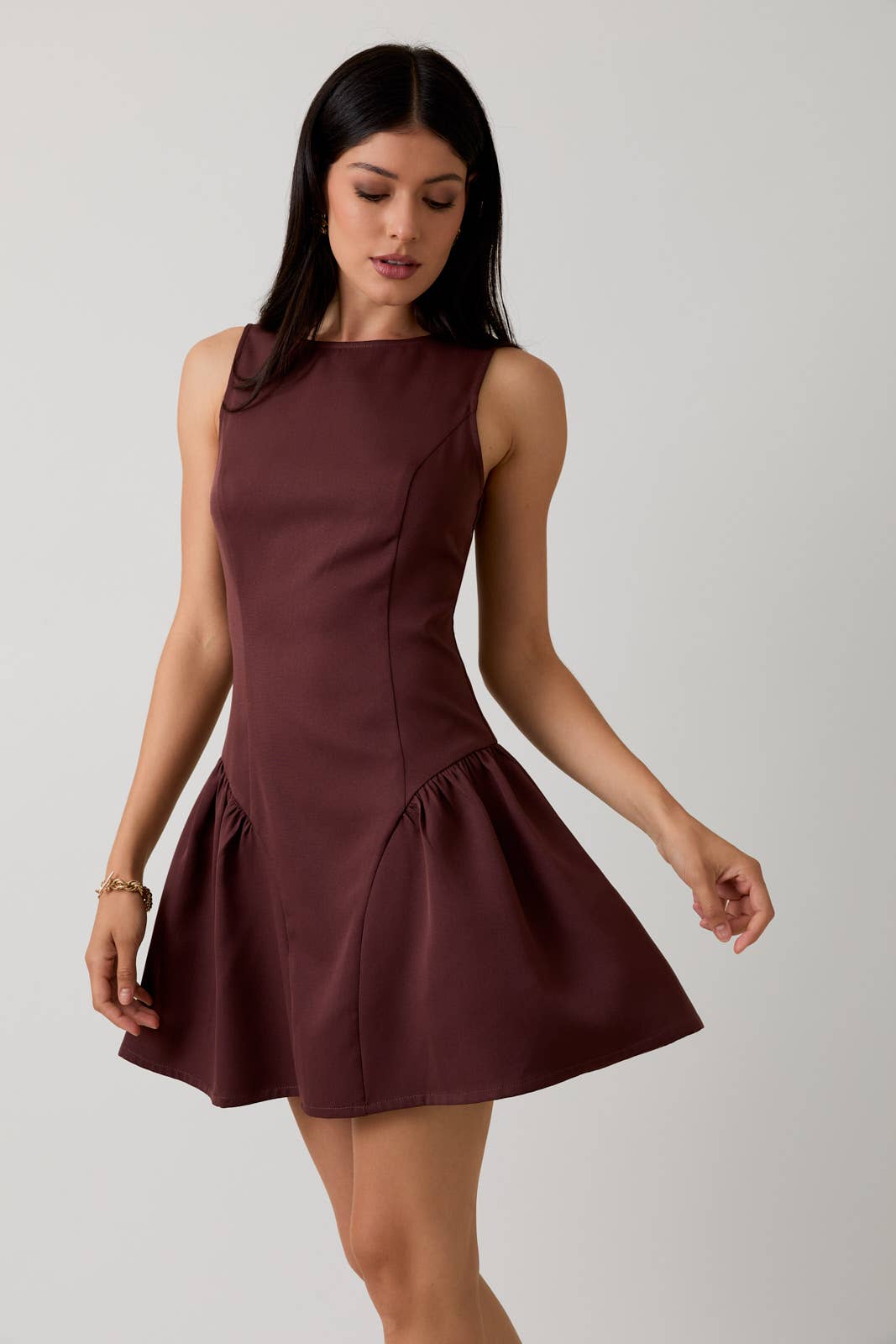 BOAT NECK MINI DRESS