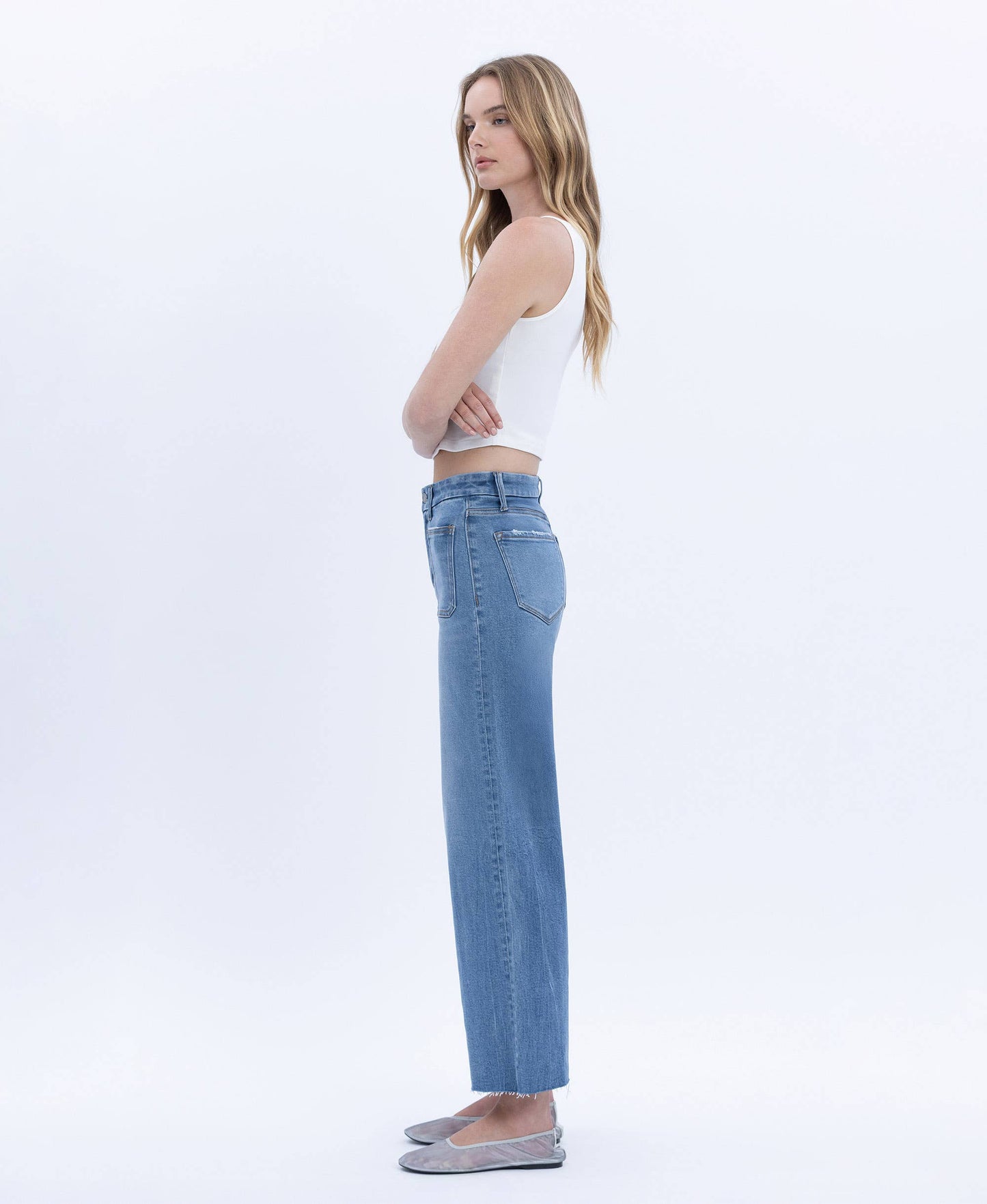 HIGH RISE COMFORT WAISTBAND CROP WIDE JEANS T6947 VERVET by FLYING MONKEY