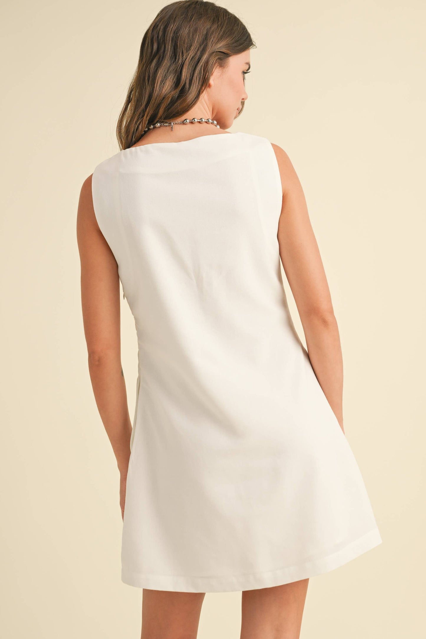 NAMI LINEN SQUARE NECK MINI DRESS