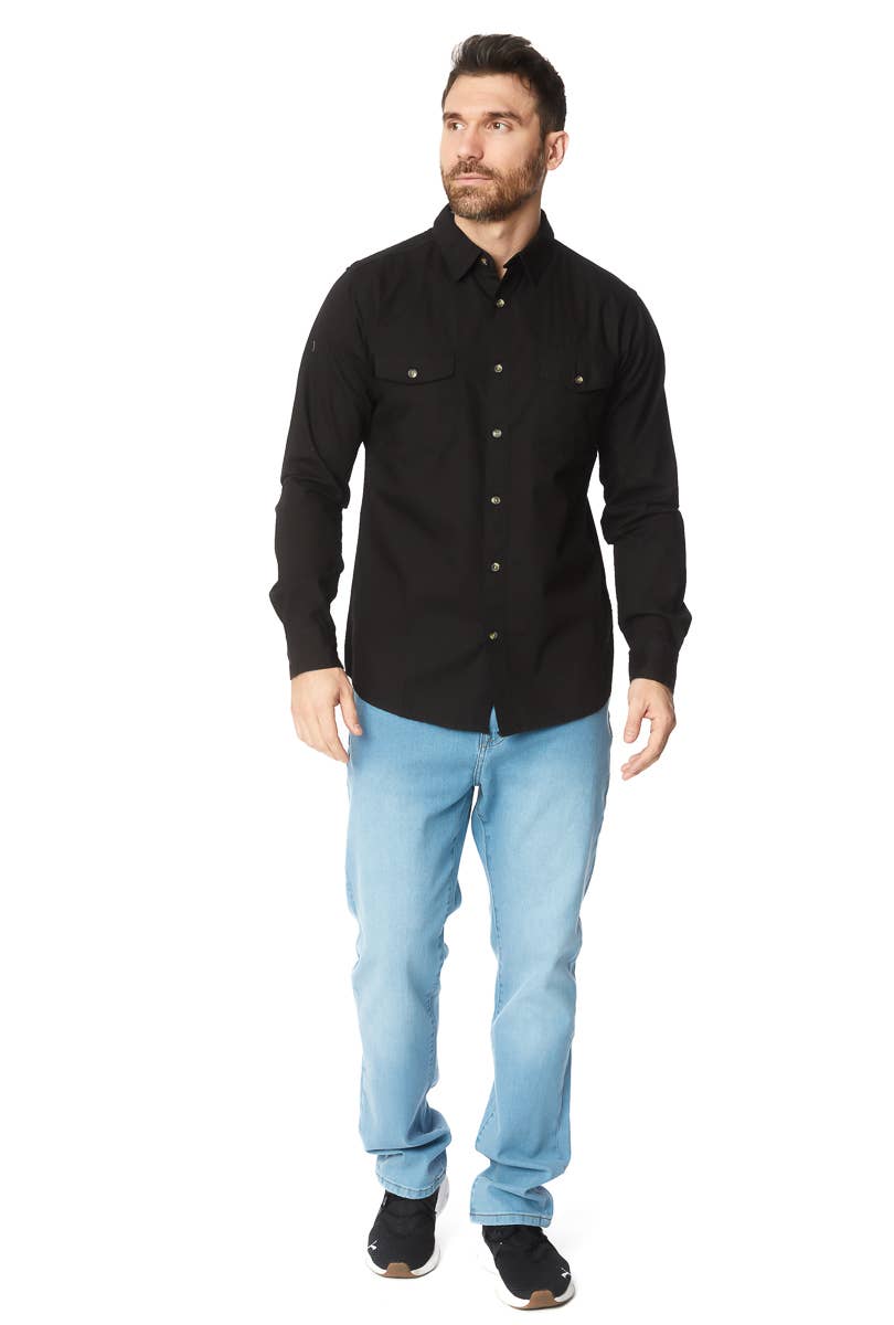 MEN'S LONG SLEEVE TWILL COTTON CANVAS SHIRT