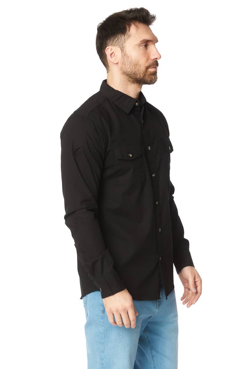 MEN'S LONG SLEEVE TWILL COTTON CANVAS SHIRT