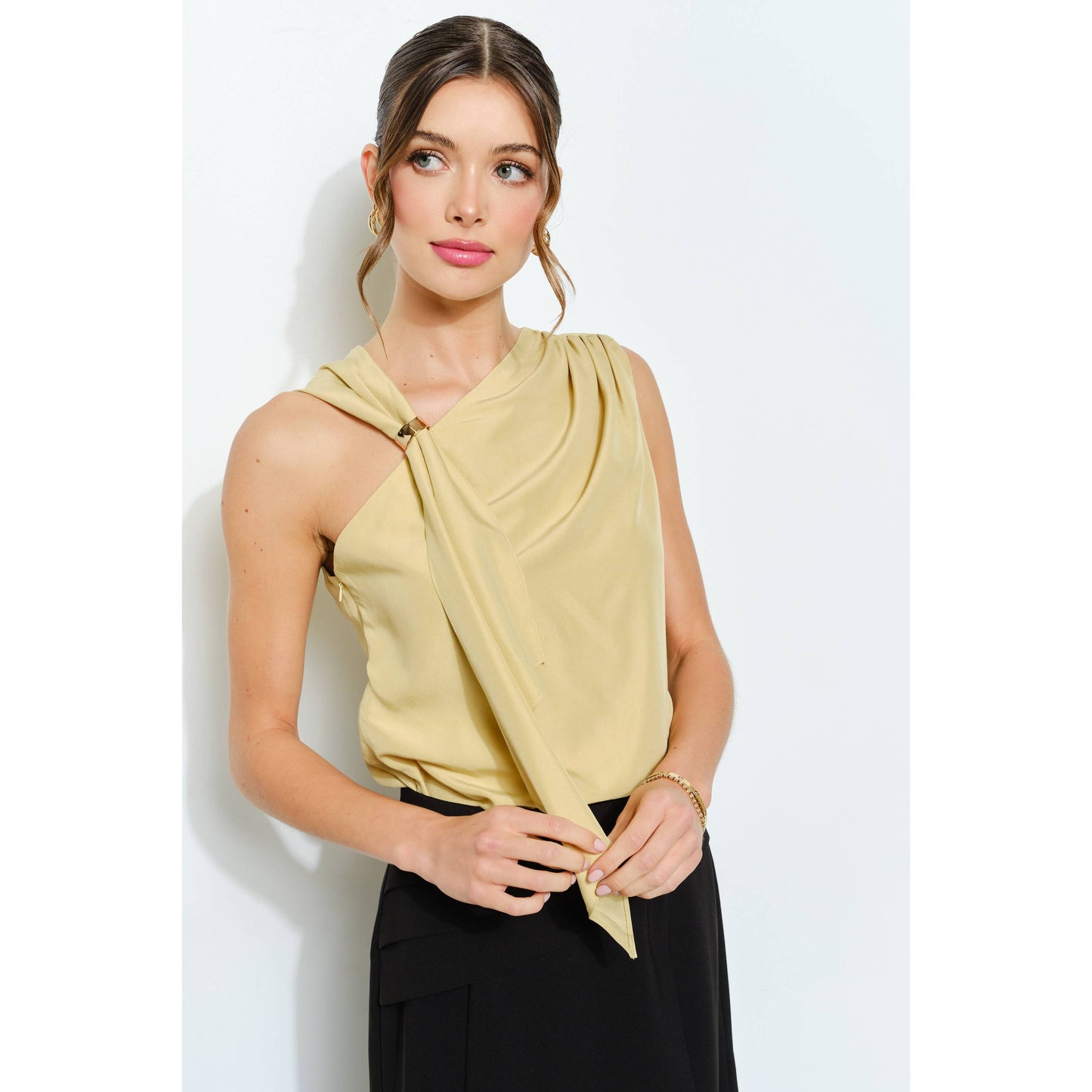 Asymmetric Drape Ring Detail Top INA