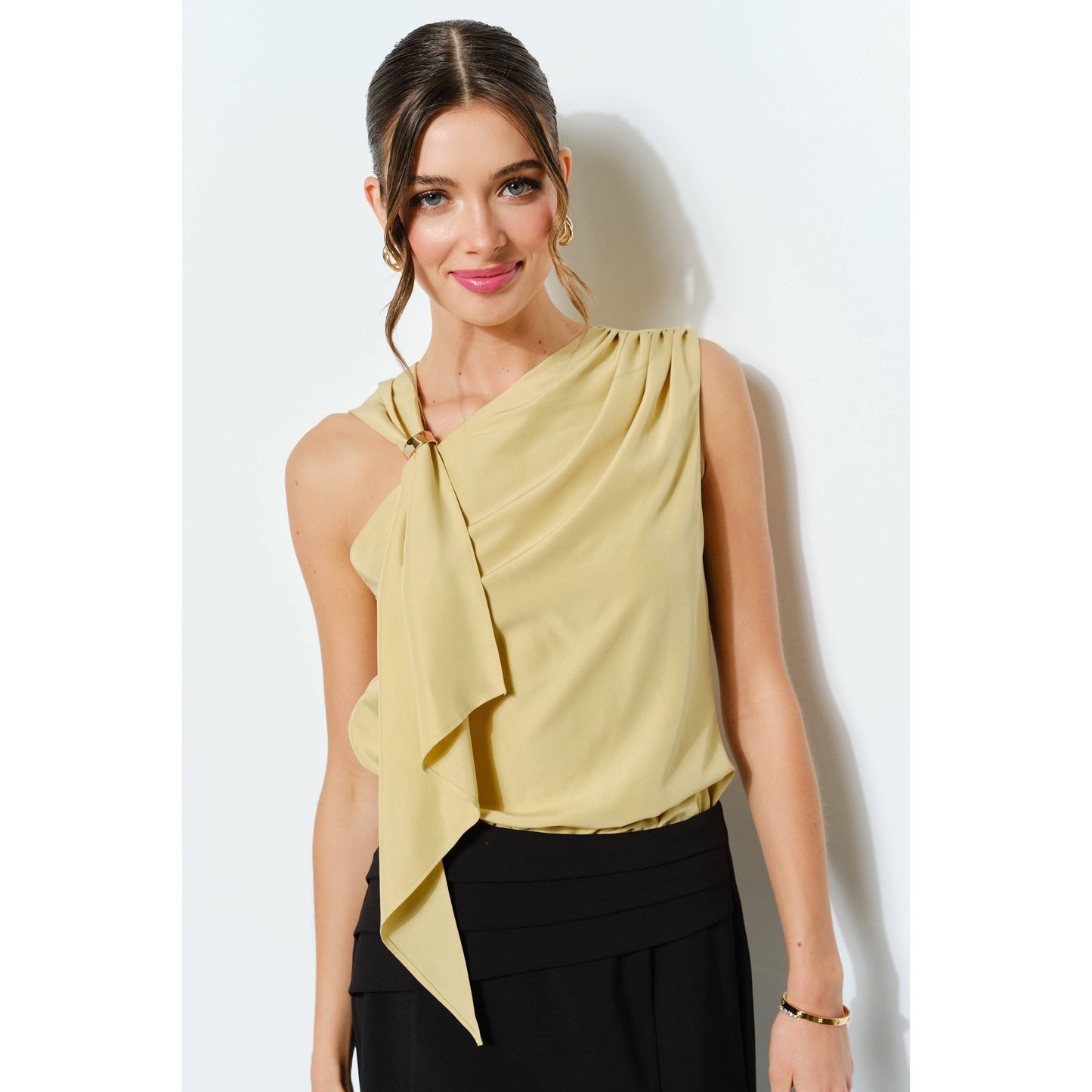 Asymmetric Drape Ring Detail Top INA