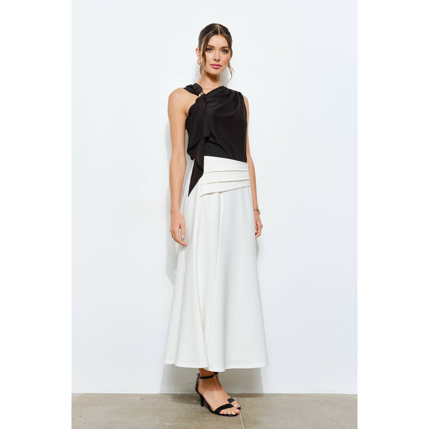 Asymmetric Drape Ring Detail Top INA