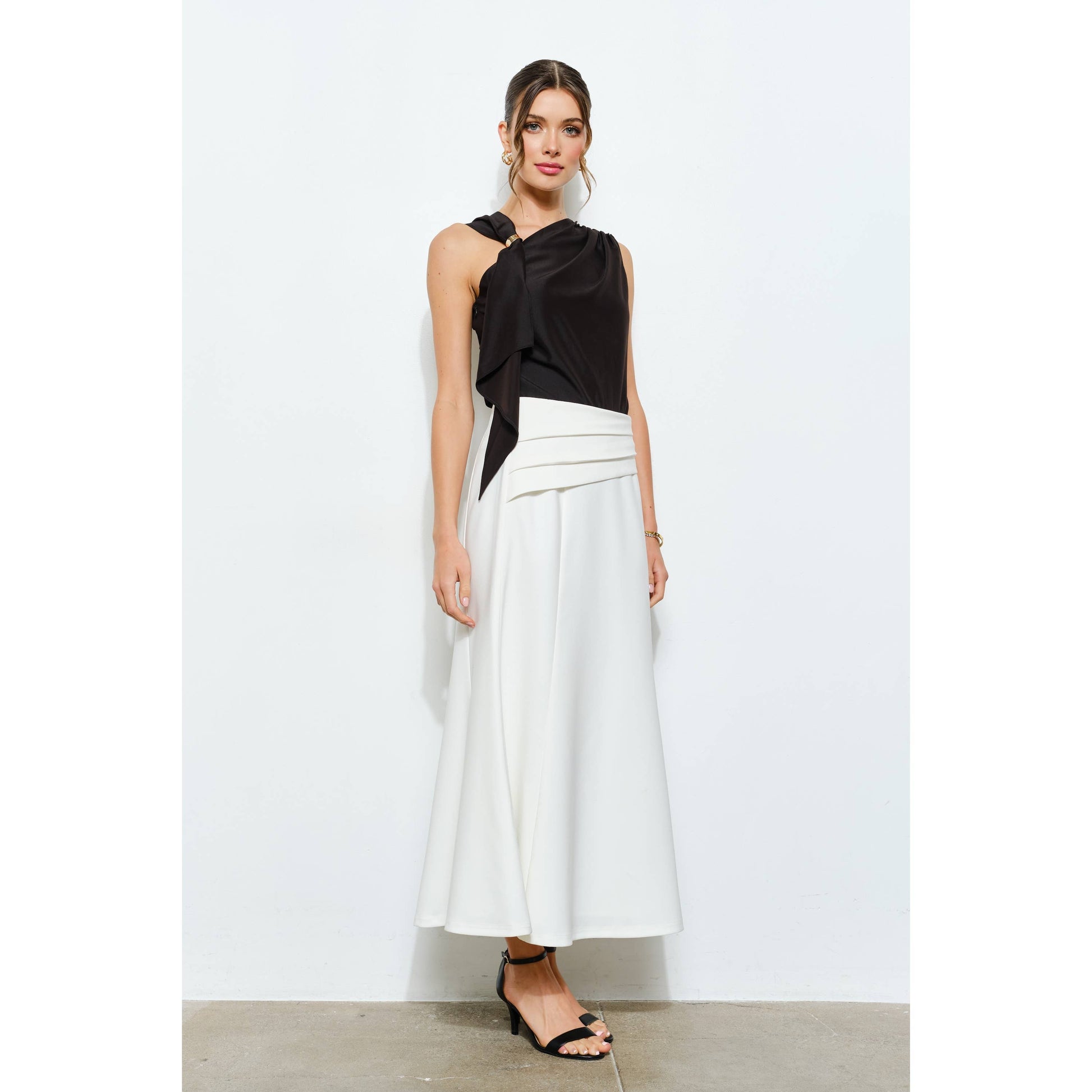 Asymmetric Drape Ring Detail Top INA