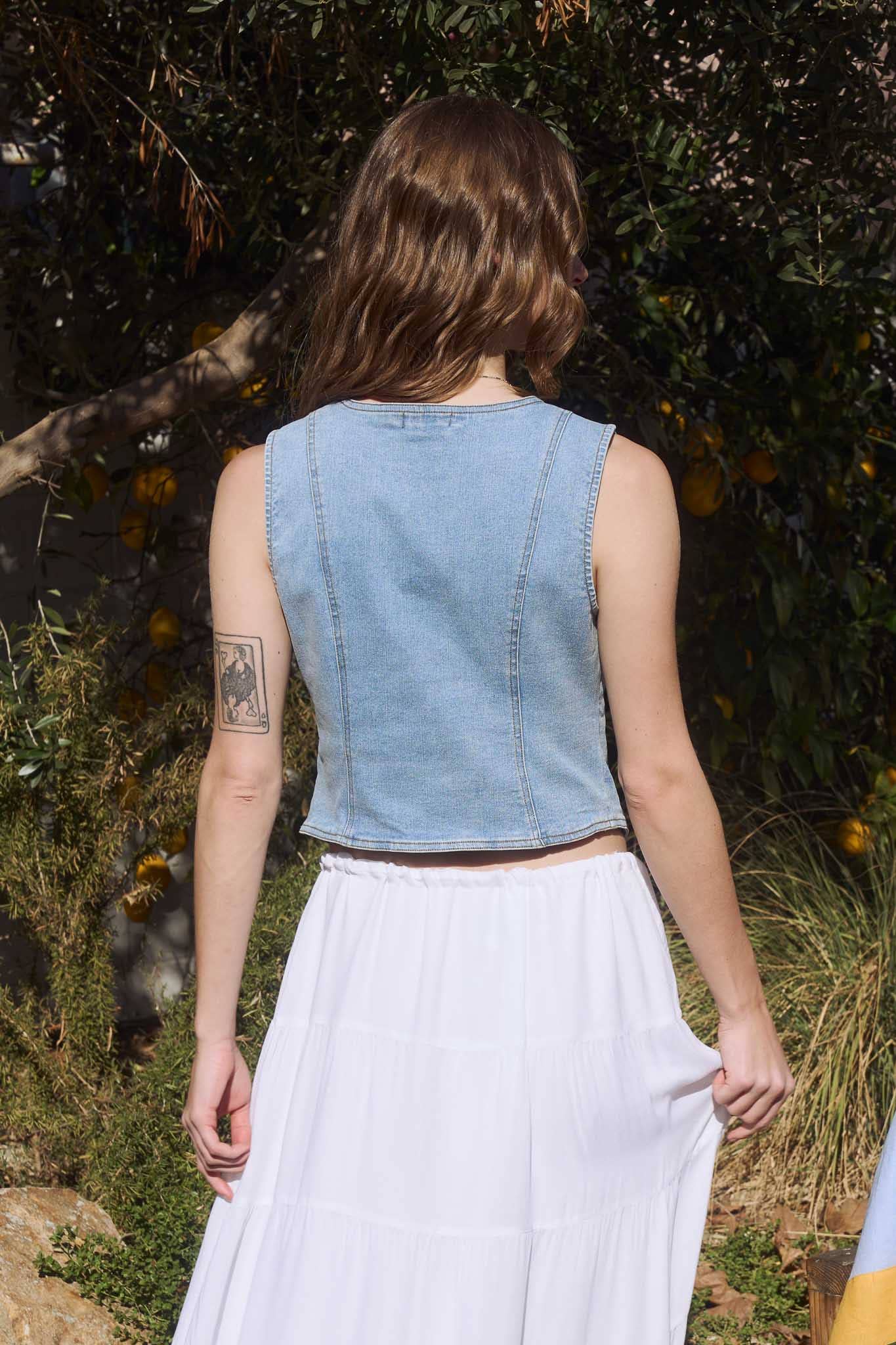 ROXY BUTTON DOWN DENIM VEST