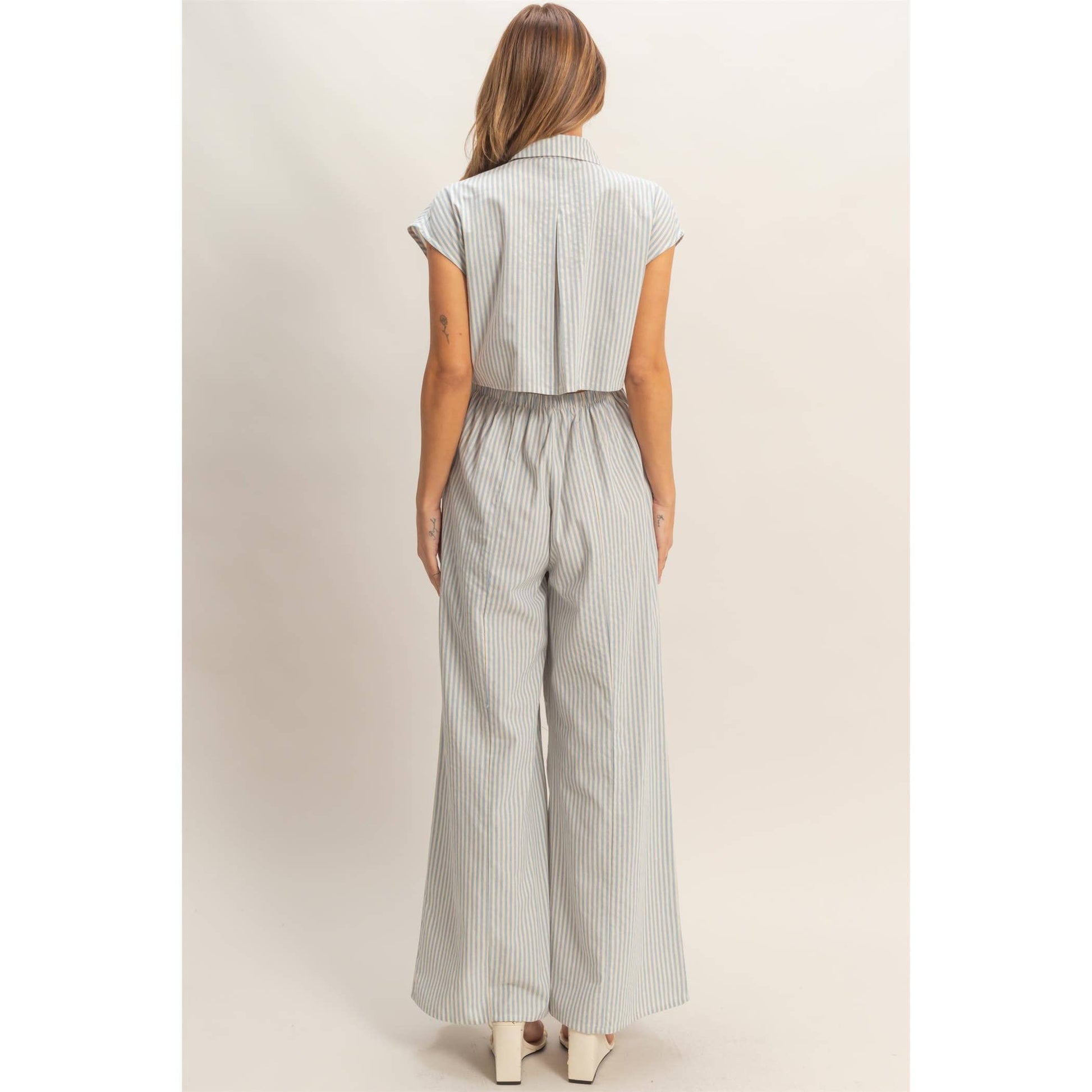 Striped Button Down Jumpsuit HYFVE
