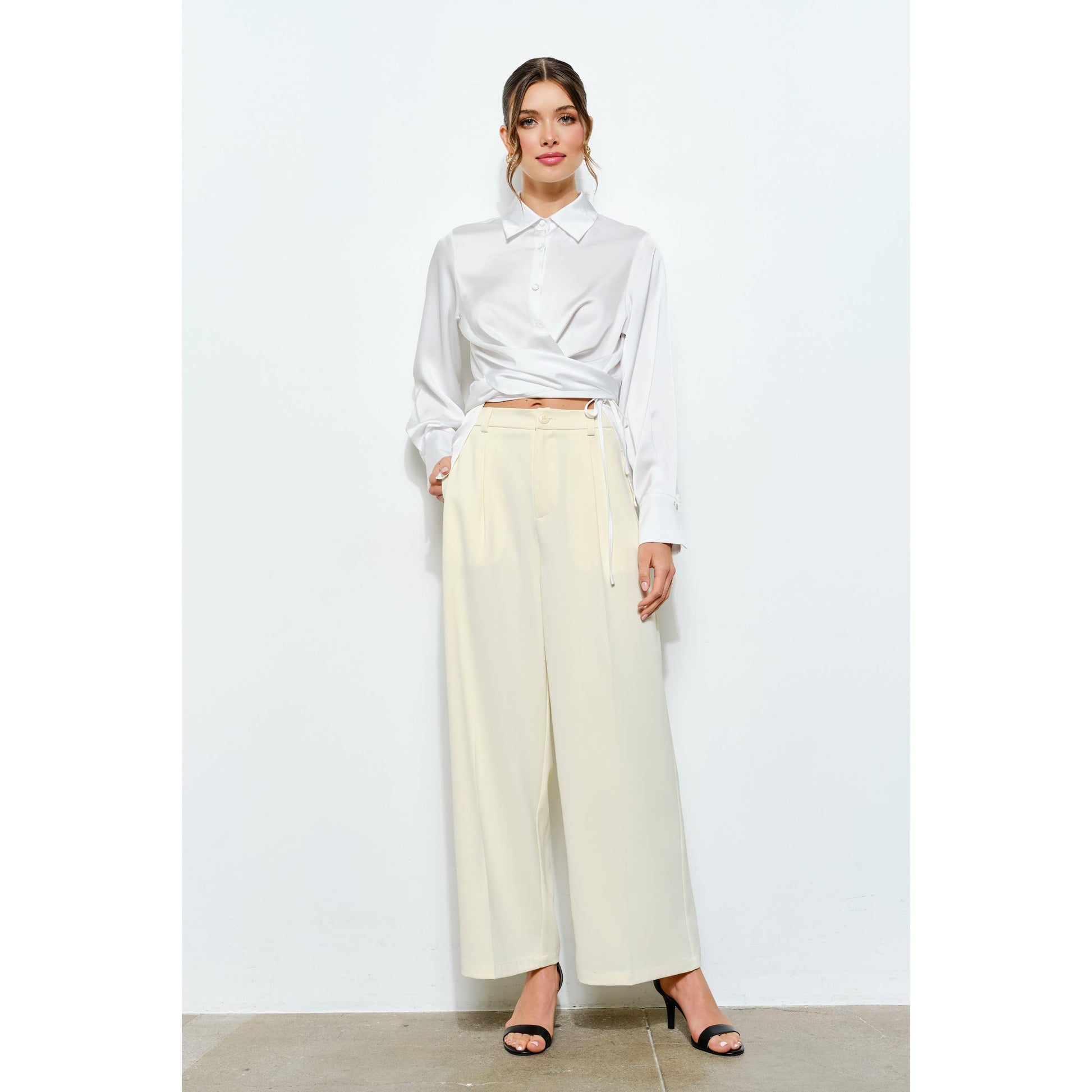 High Waist Tailored Wide-Leg Trousers INA
