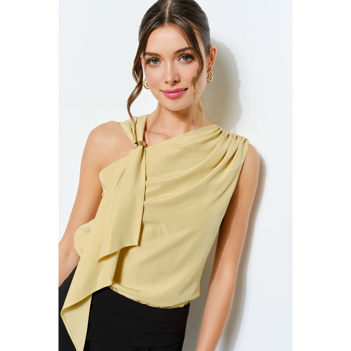 Asymmetric Drape Ring Detail Top INA