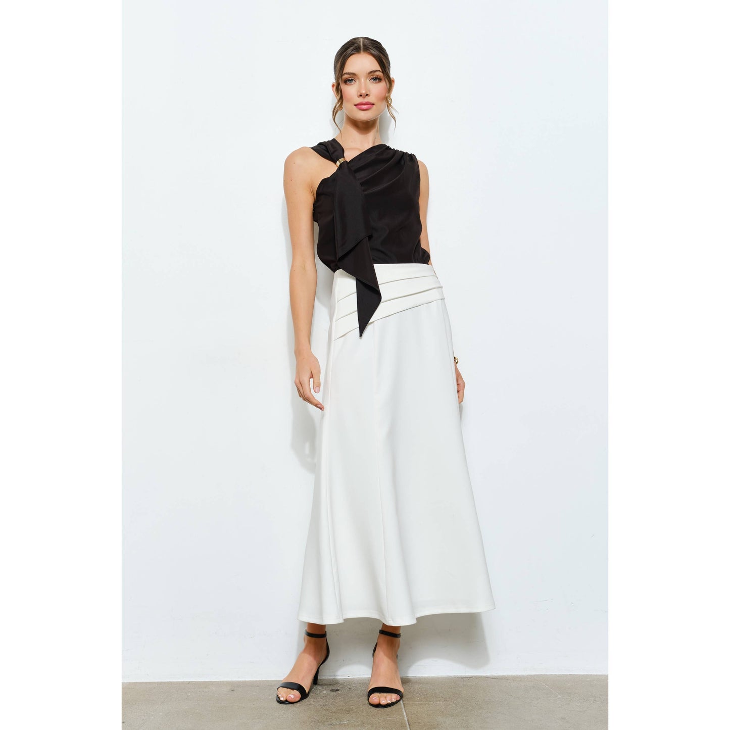 Asymmetric Drape Ring Detail Top INA