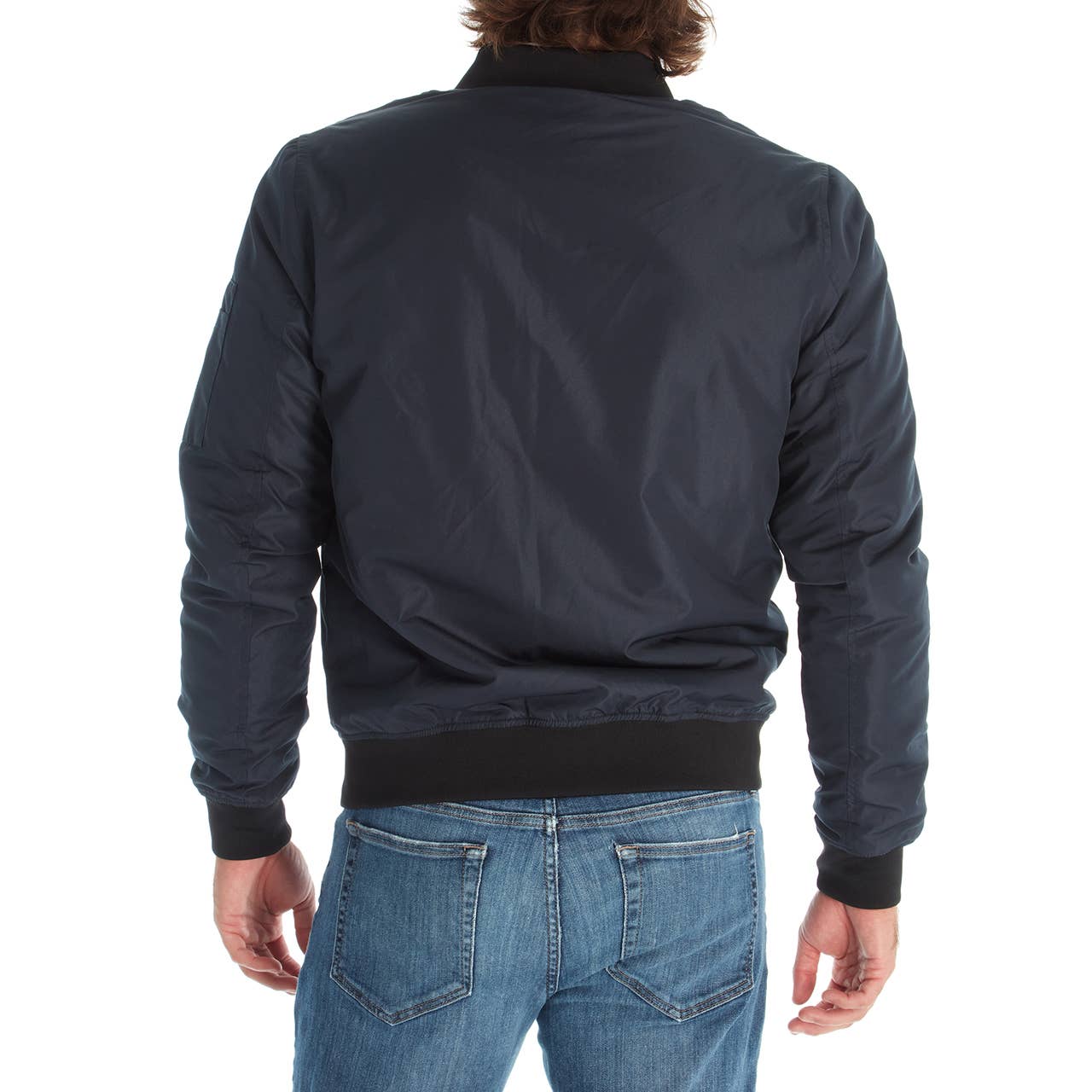 Lewis Navy Sherpa Lined Bomber Jacket
