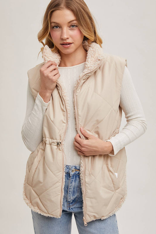REVERSIBLE PUFFER AND SHERPA VEST