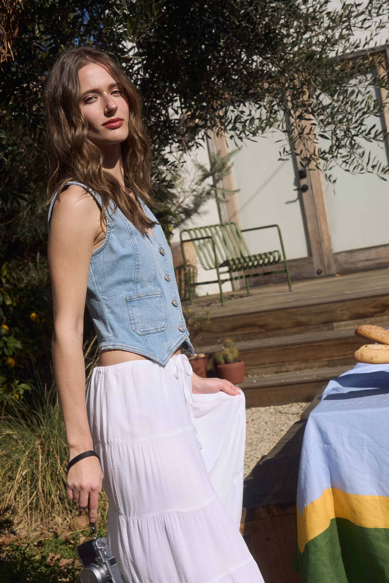 ROXY BUTTON DOWN DENIM VEST