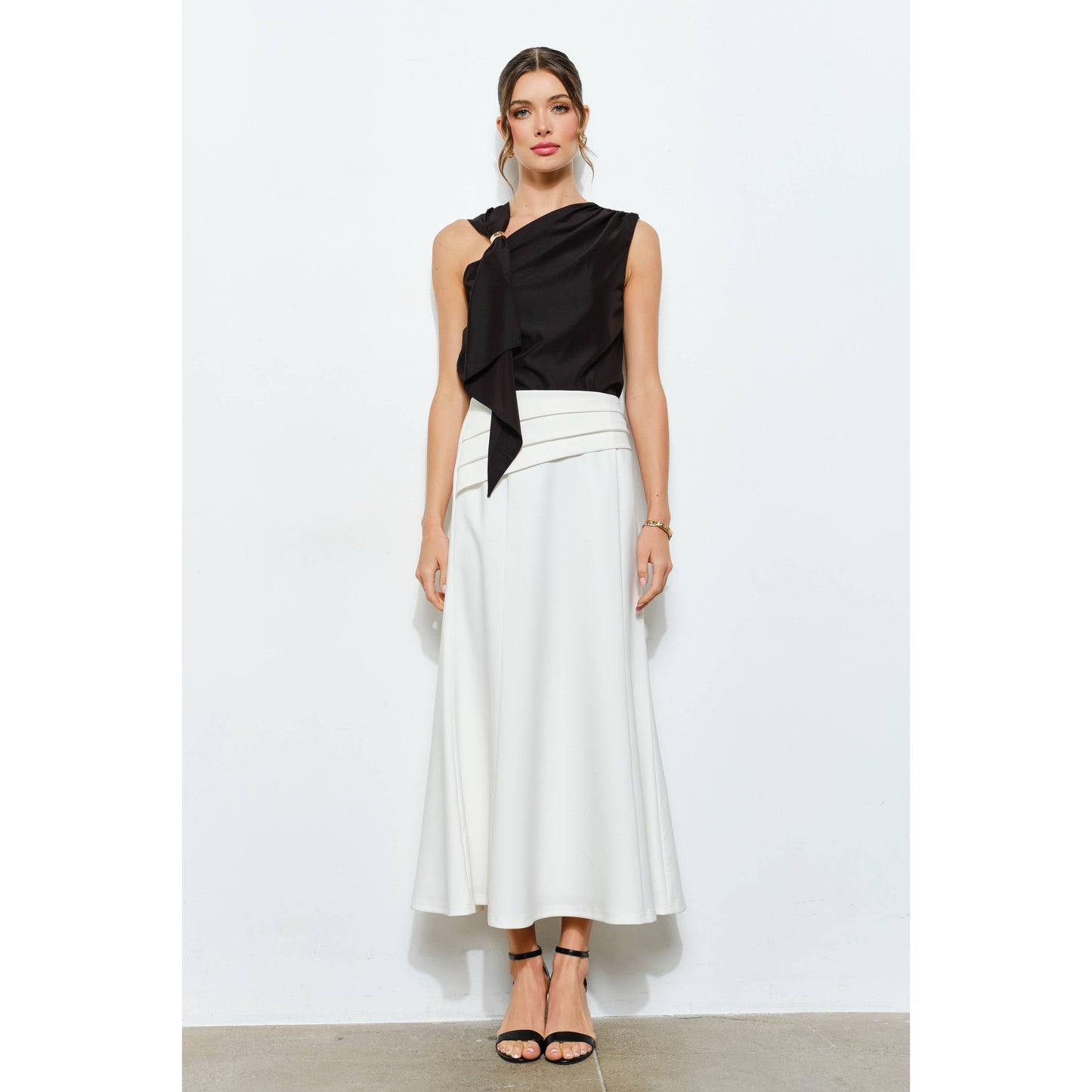 Asymmetric Drape Ring Detail Top INA