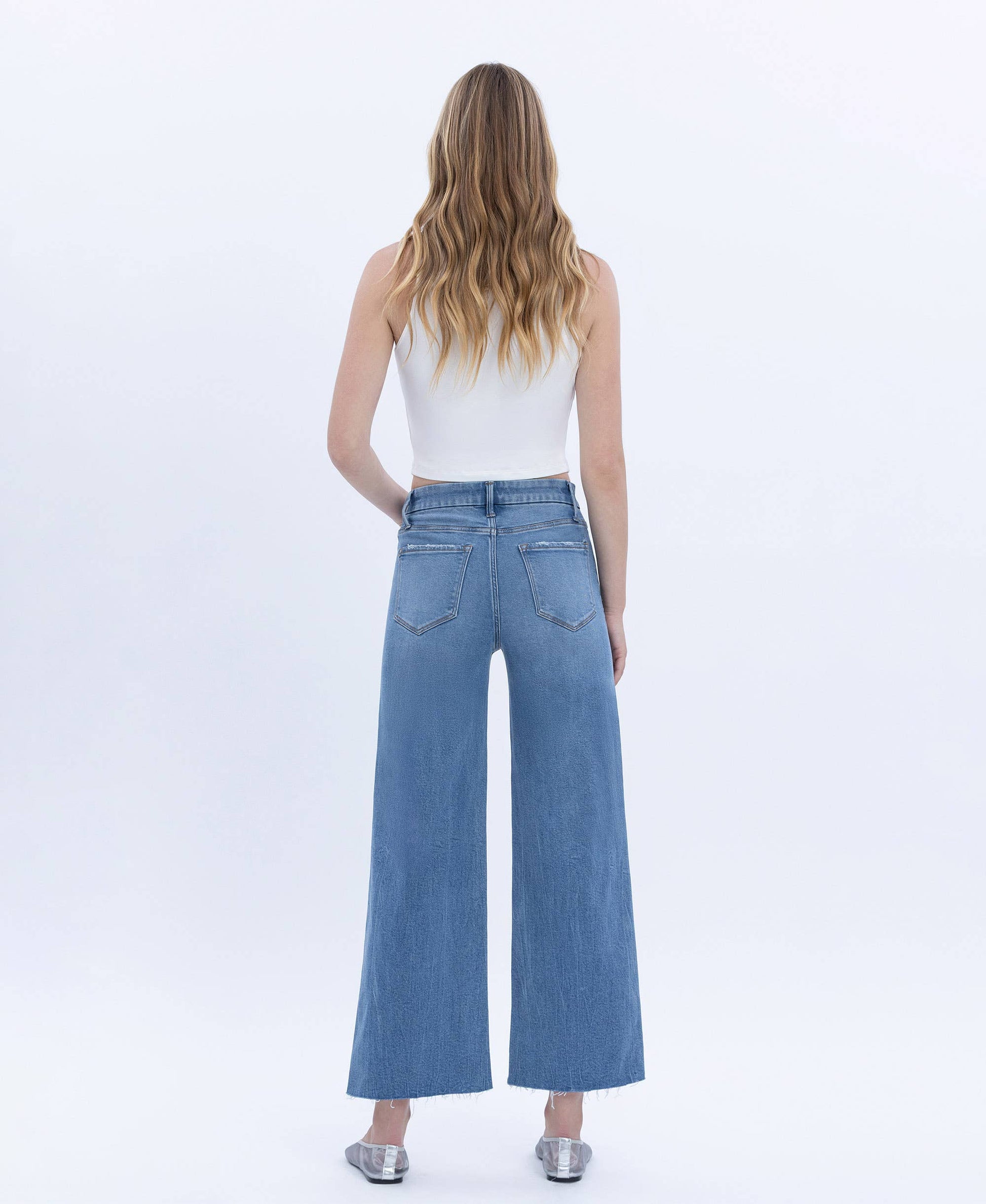 HIGH RISE COMFORT WAISTBAND CROP WIDE JEANS T6947 VERVET by FLYING MONKEY