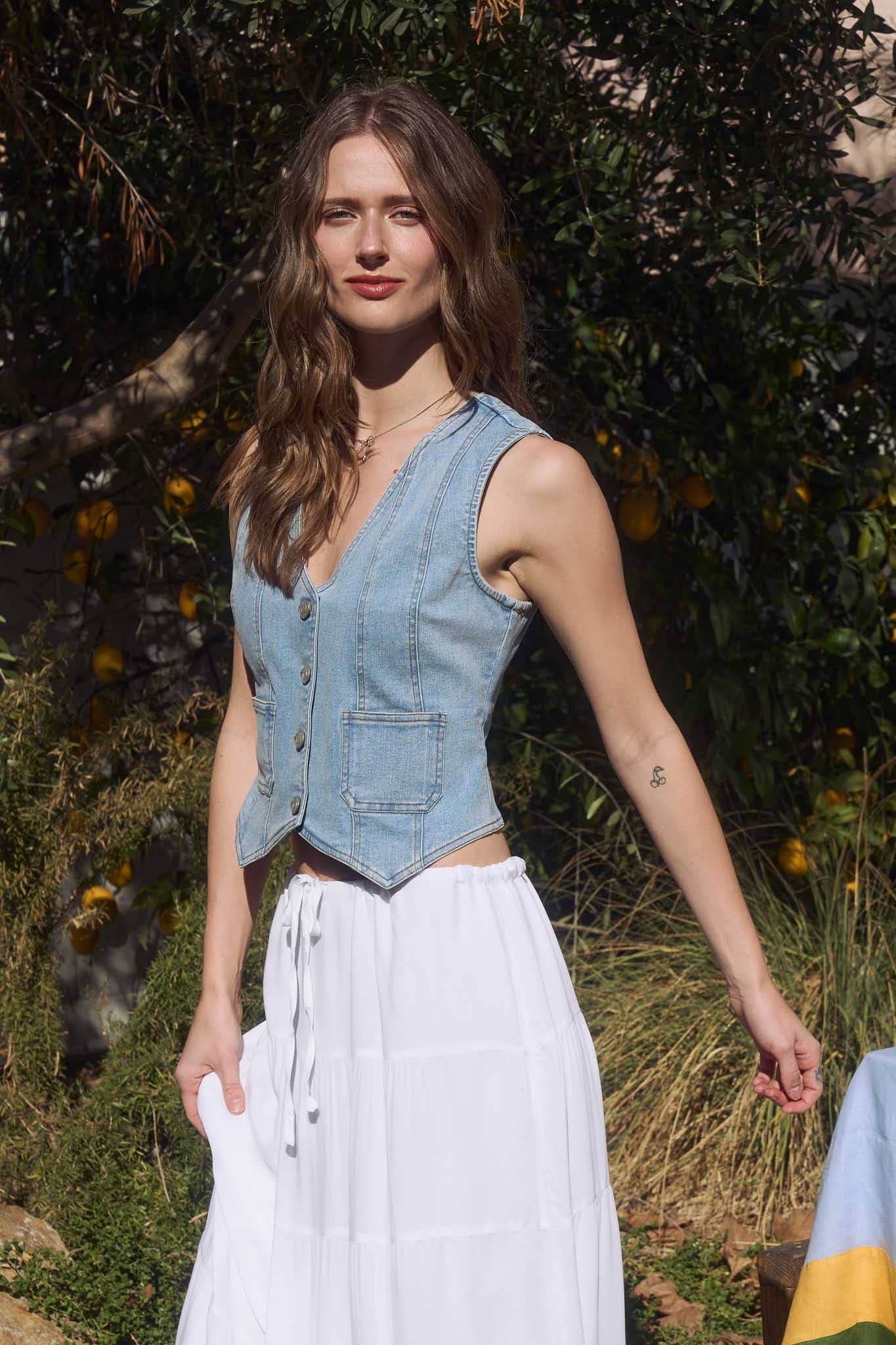 ROXY BUTTON DOWN DENIM VEST