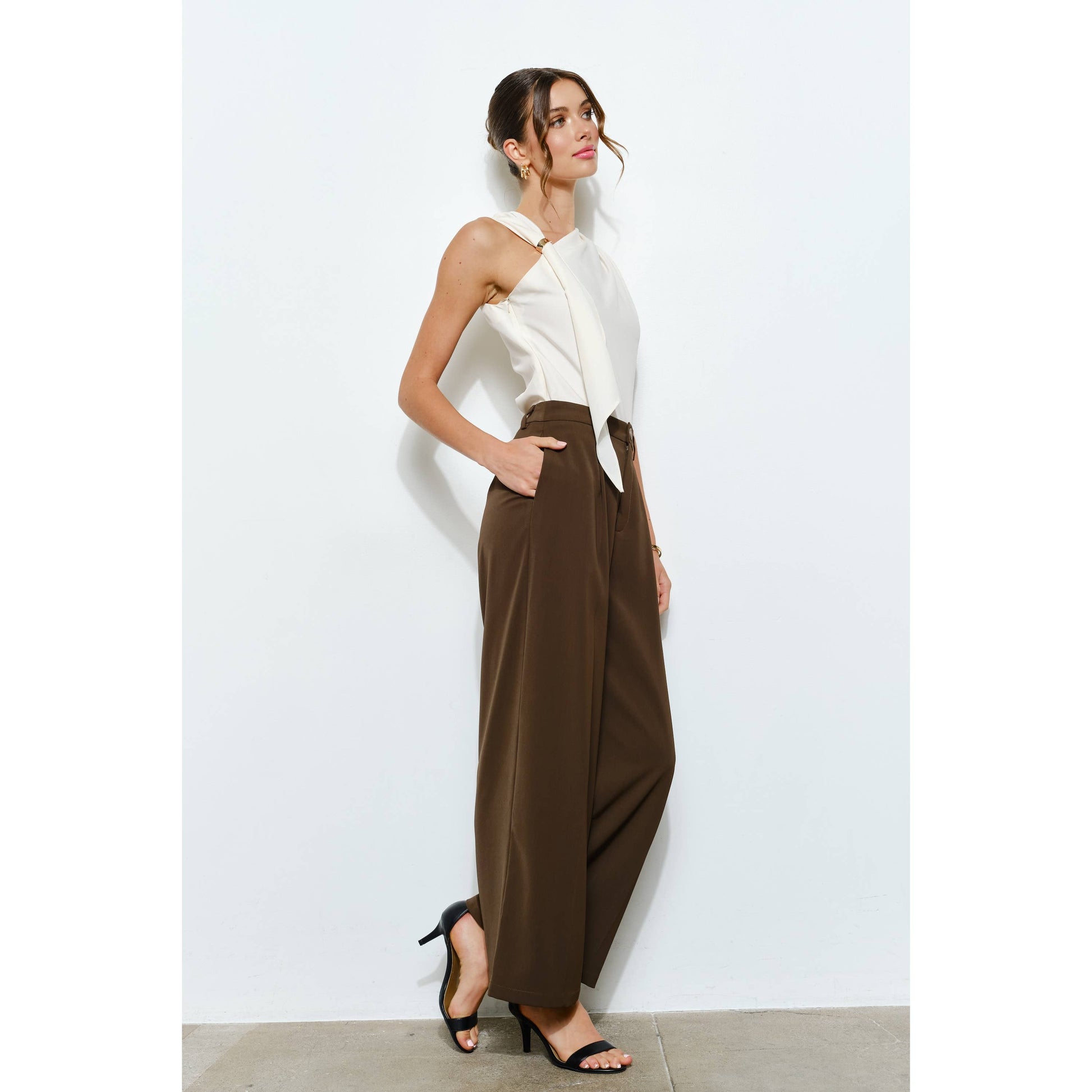 Asymmetric Drape Ring Detail Top INA