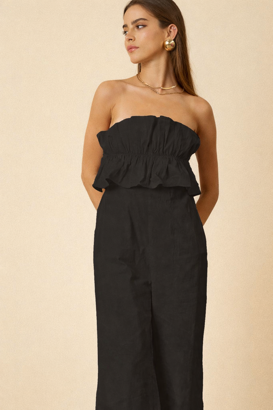 Cocktail linen Jumpsuit Over Thirty Boutique