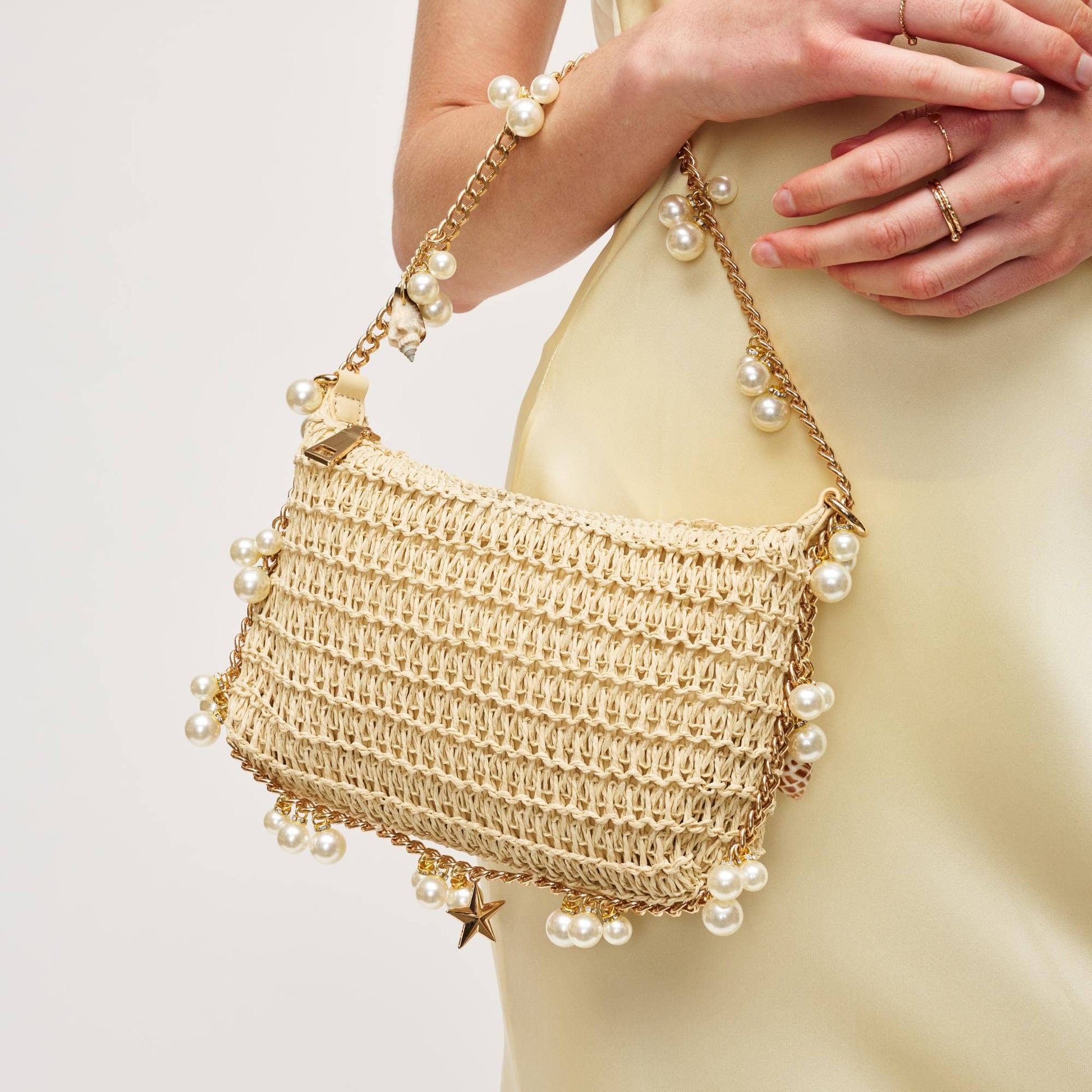 Steph Seasonal Seashell Straw Bag Evening Bag Urban Expressions