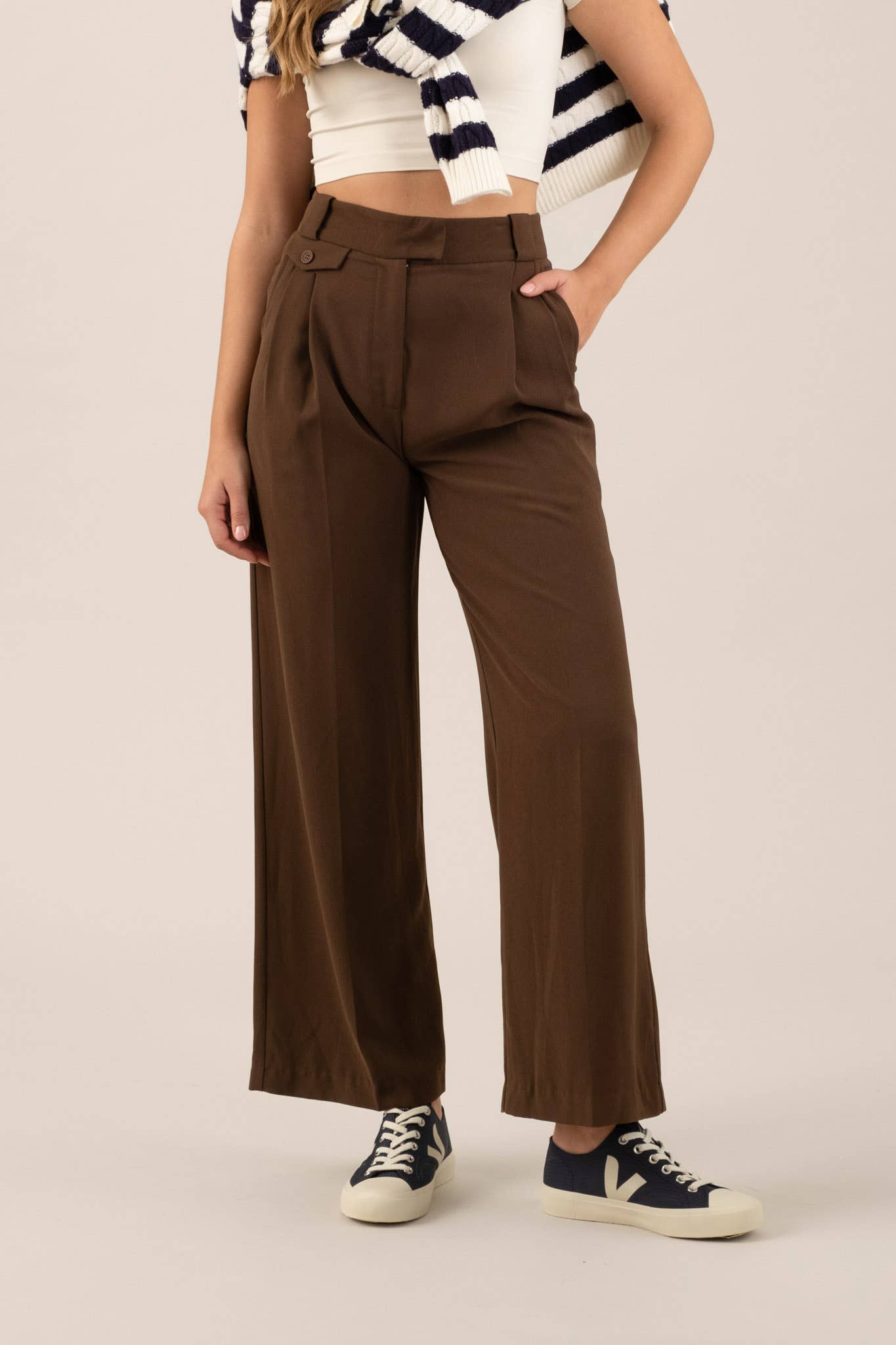 DIANA HIGH WAIST WIDE LEG PLEATED PANTS