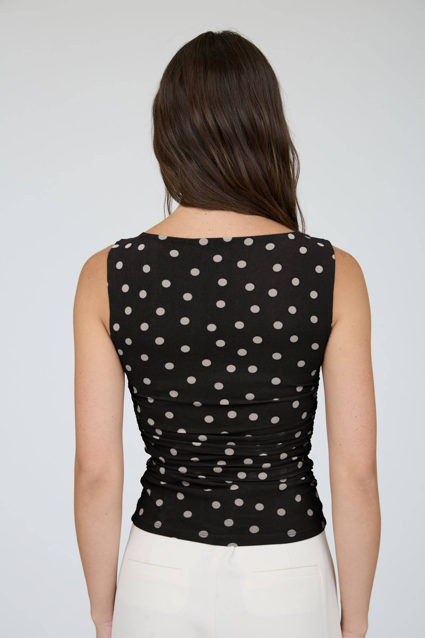 POLKA DOT BOAT NECK SLEEVELESS MESH KNIT TOP (PRE-ORDER) The Workshop Studio