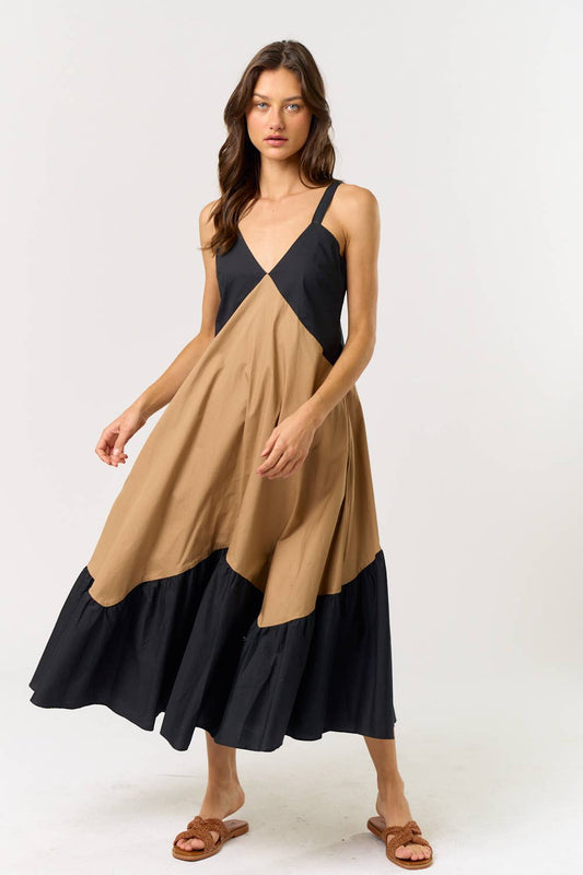 COLORBLOCK TANK MIDI DRESS W/ POCKETS