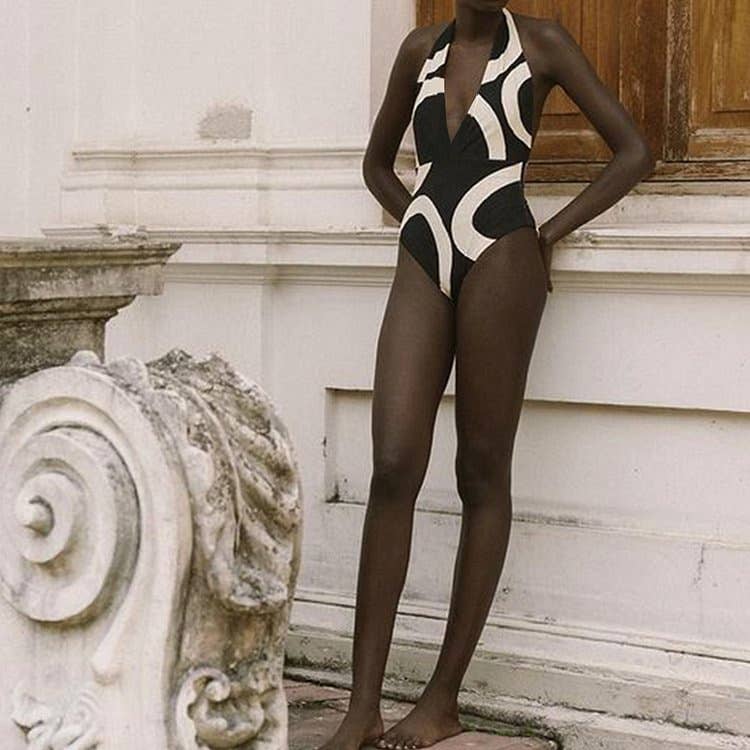 Halter One Piece Swimsuit & Cover Up
