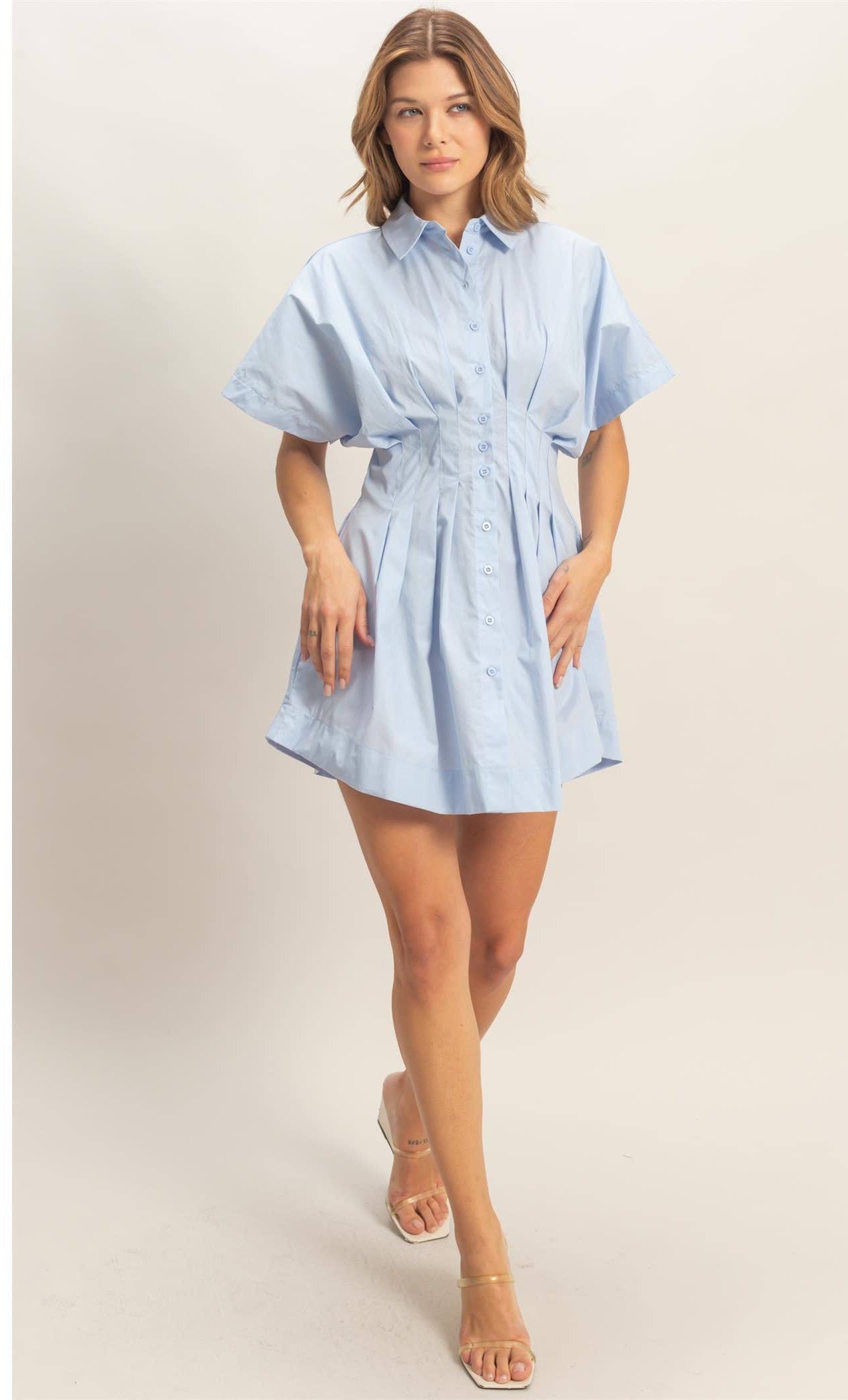 Pleated Button-Up Dress HYFVE