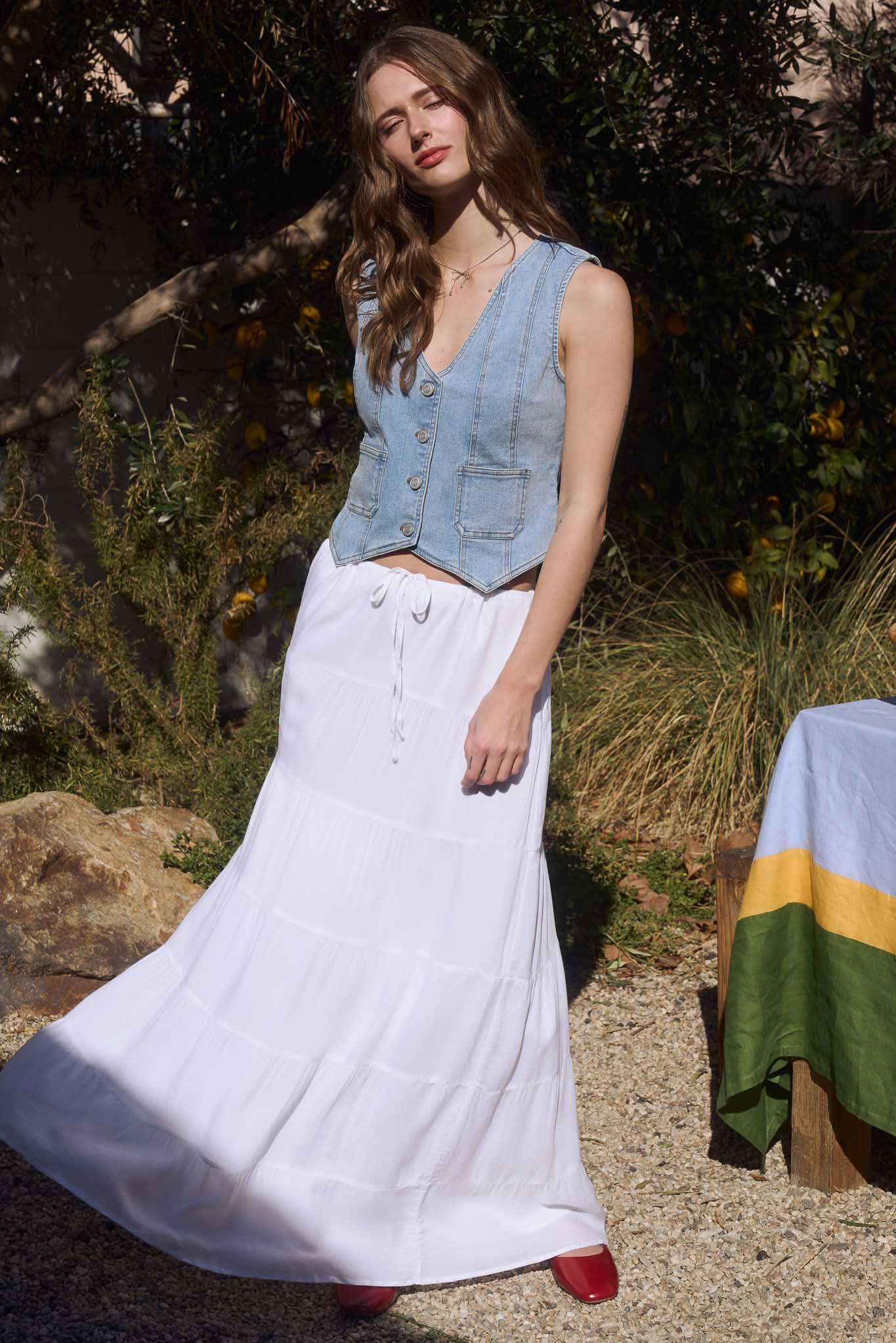 ROXY BUTTON DOWN DENIM VEST