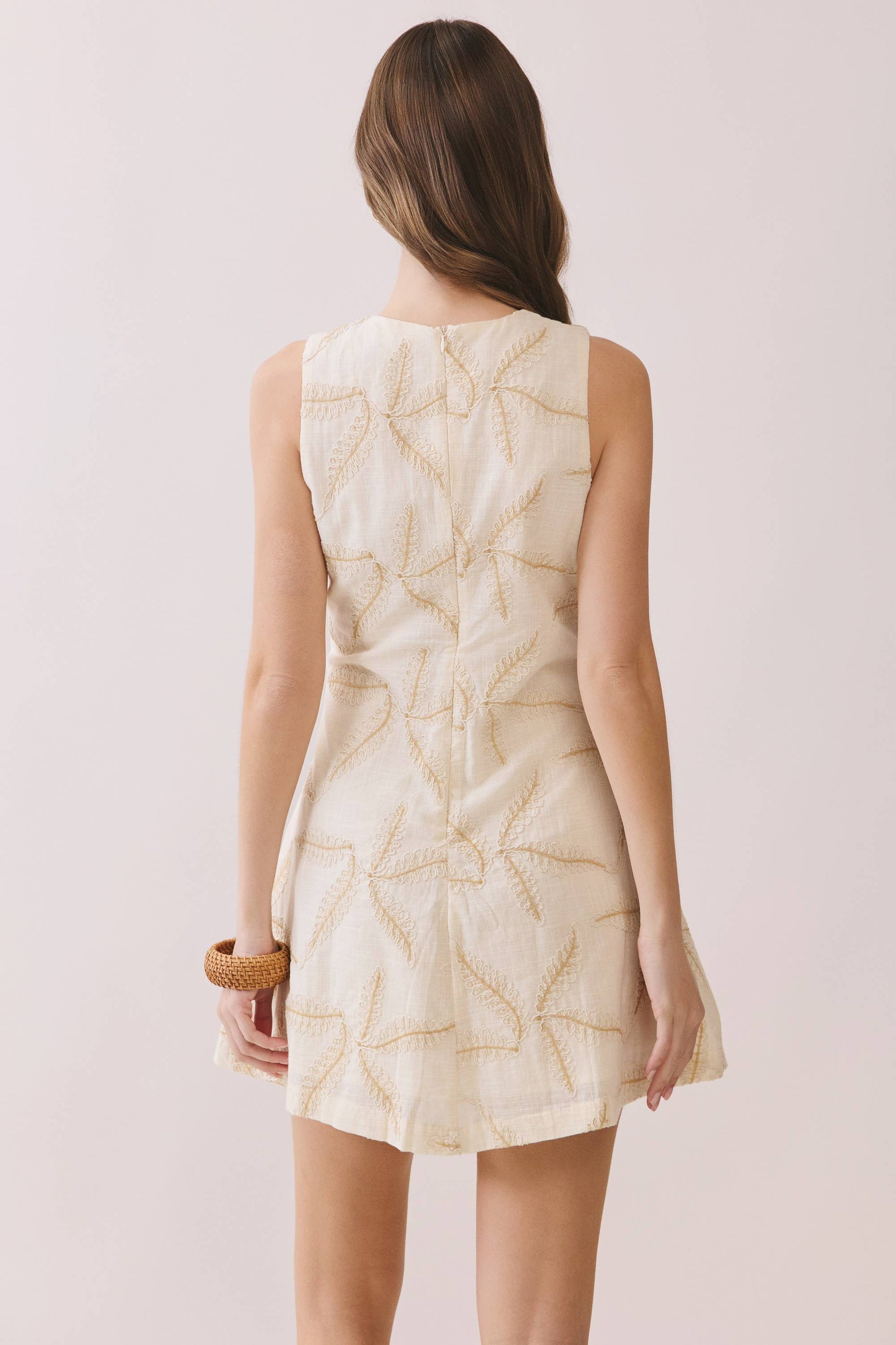 CD06926-Starfish Embroidered A Line Sleeveless Mini Dress TCEC