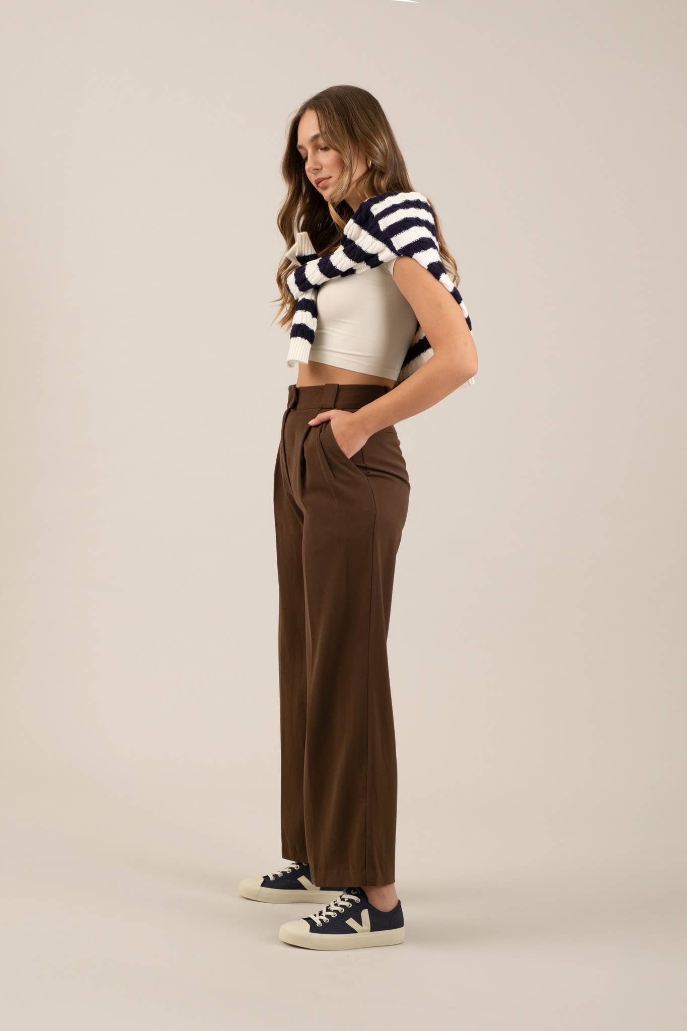 DIANA HIGH WAIST WIDE LEG PLEATED PANTS