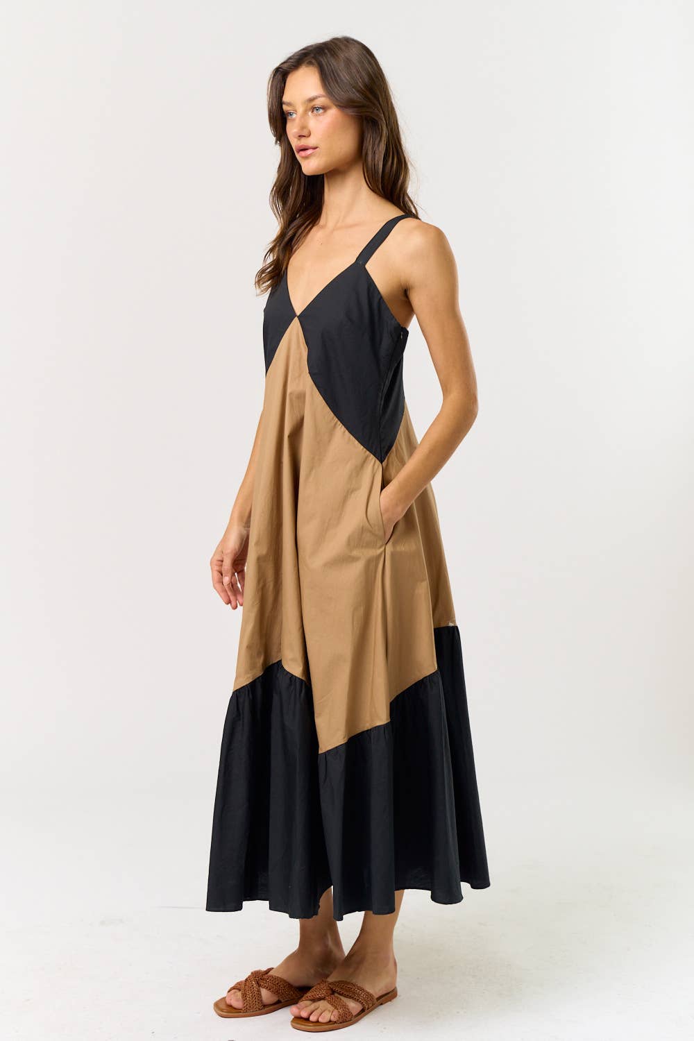 COLORBLOCK TANK MIDI DRESS W/ POCKETS