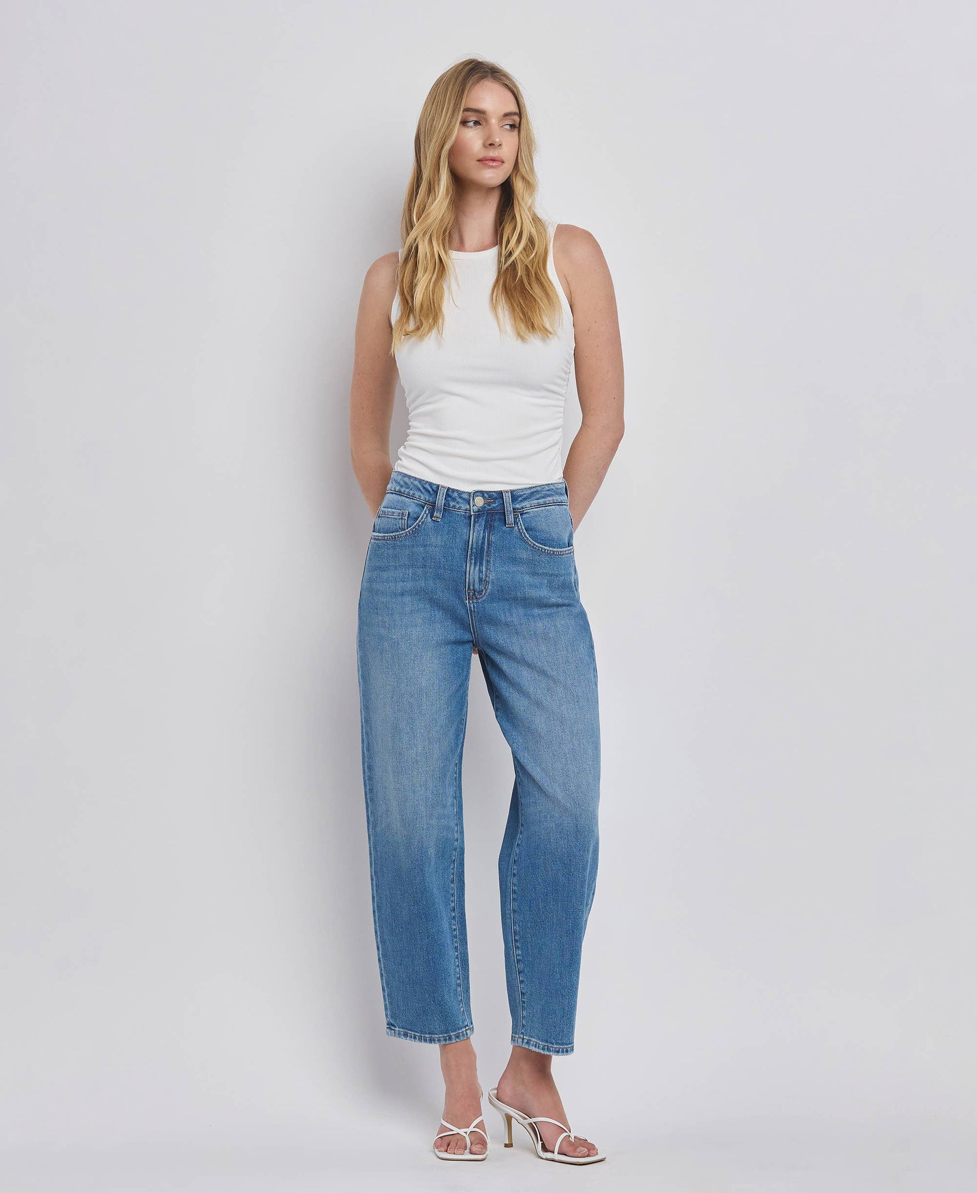 SUPER HIGH RISE BARREL LEG JEANS T6498 VERVET by FLYING MONKEY