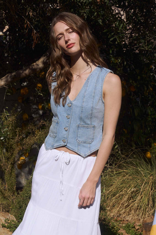 ROXY BUTTON DOWN DENIM VEST