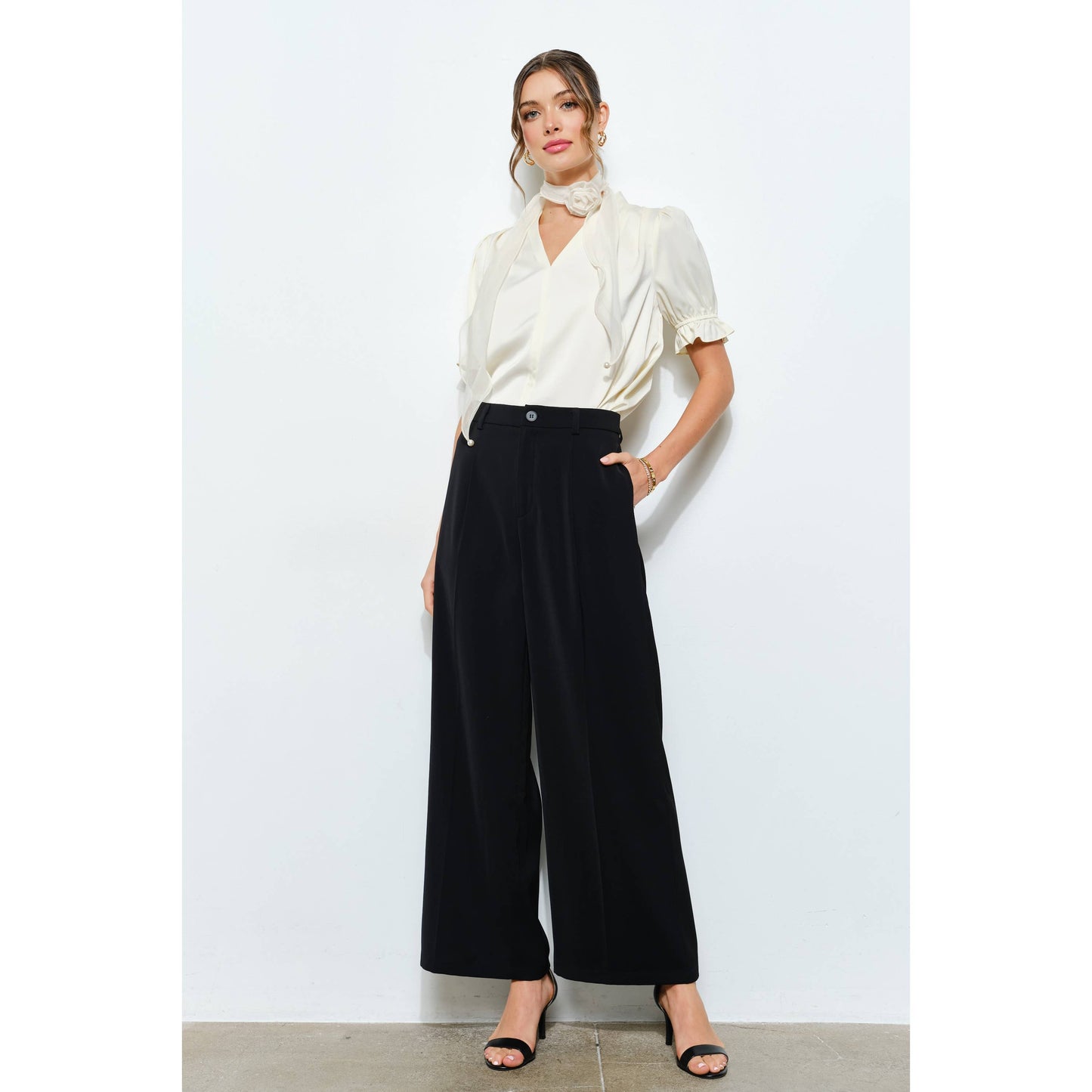 High Waist Tailored Wide-Leg Trousers INA