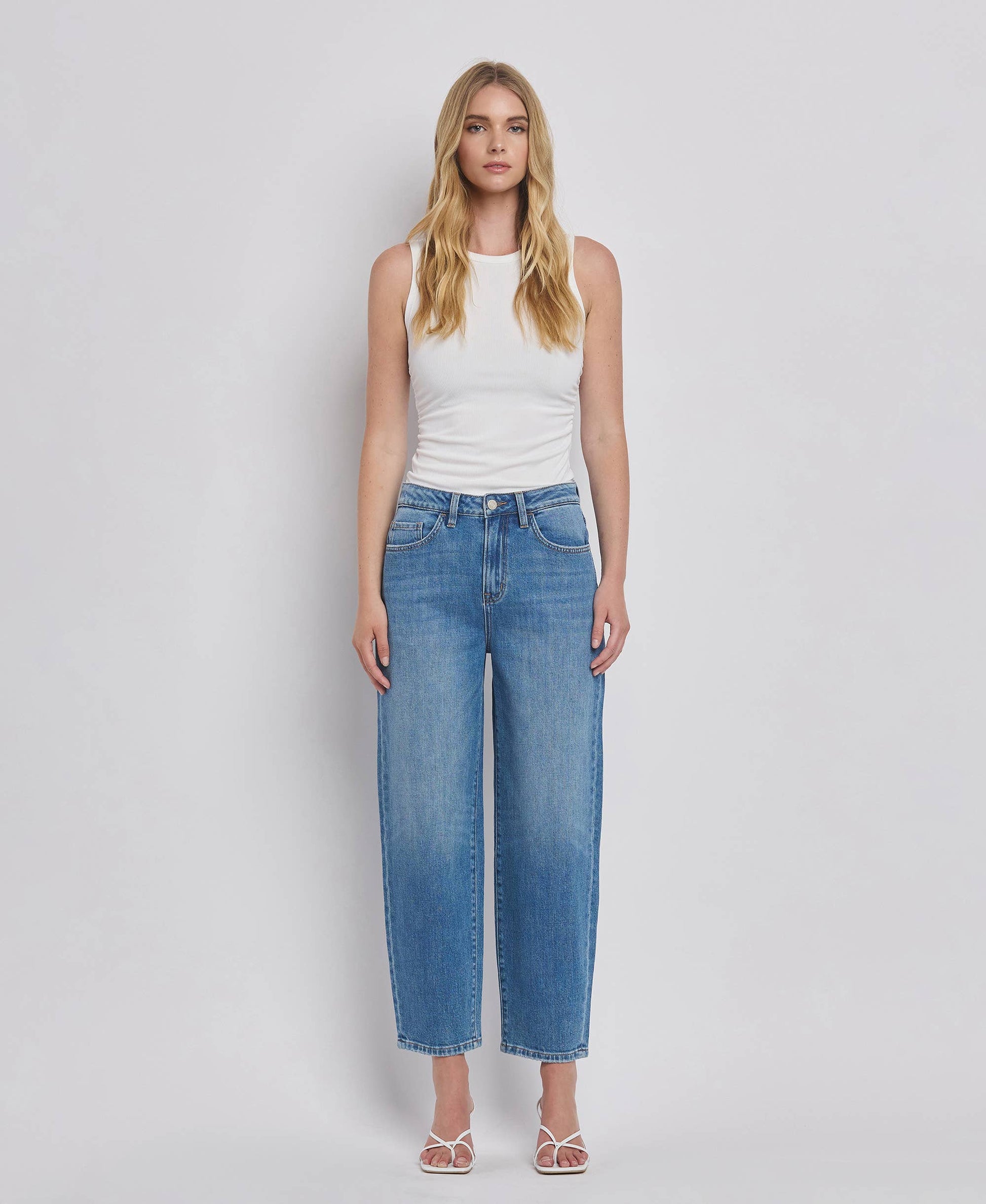 SUPER HIGH RISE BARREL LEG JEANS T6498 VERVET by FLYING MONKEY