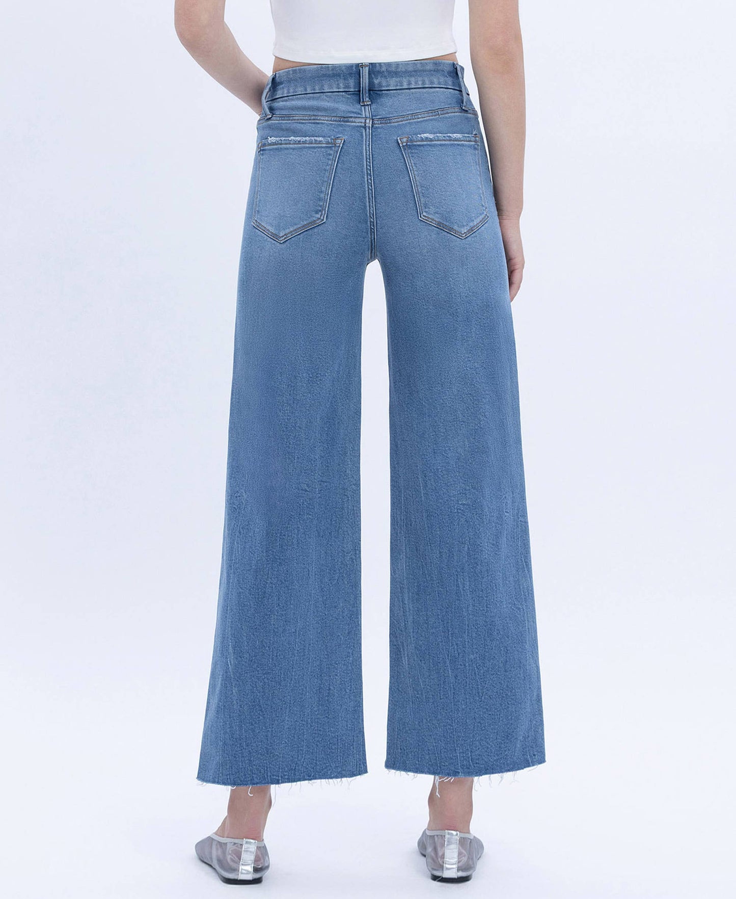 HIGH RISE COMFORT WAISTBAND CROP WIDE JEANS T6947 VERVET by FLYING MONKEY