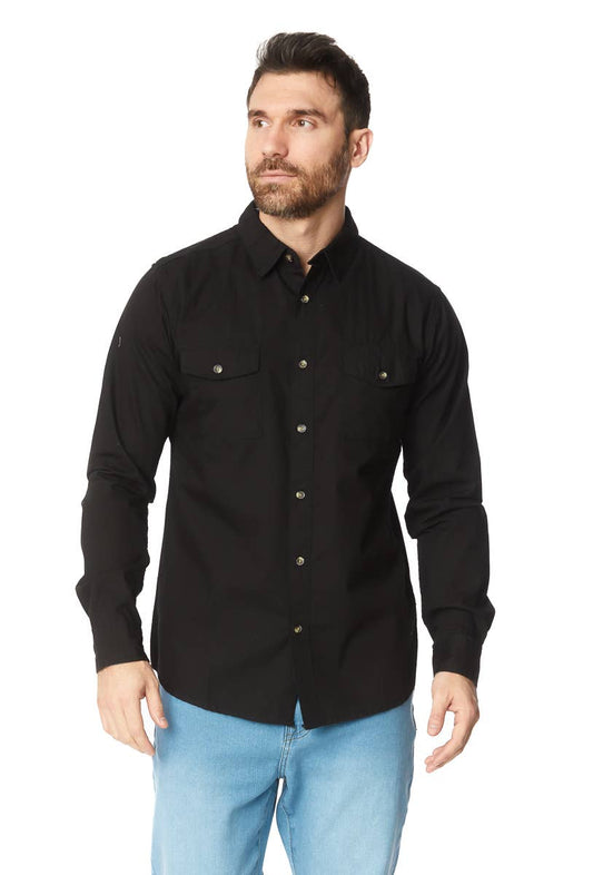 MEN'S LONG SLEEVE TWILL COTTON CANVAS SHIRT