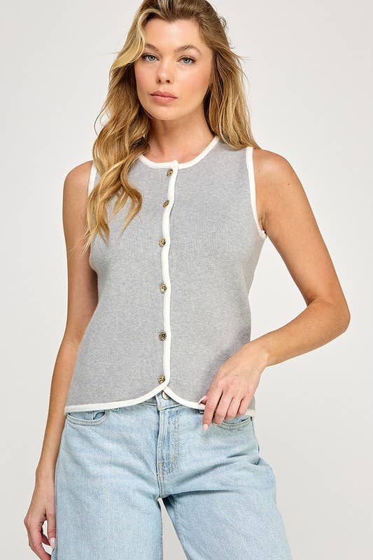 Karina Button Down Soft Sweater Vest