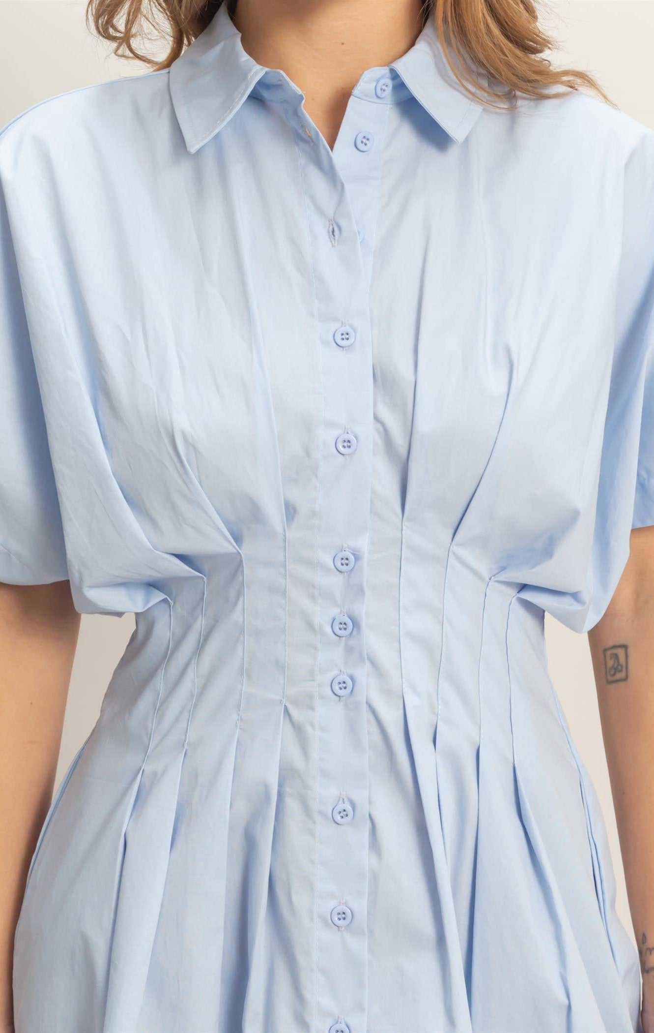 Pleated Button-Up Dress HYFVE